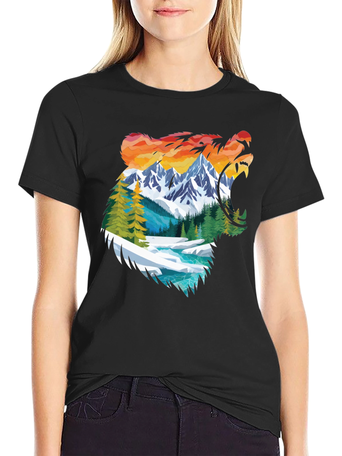 Nature Bear Graphic Tee - Mens Black Shirt