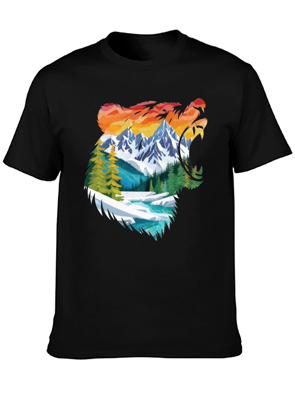 Nature Bear Graphic Tee - Mens Black Shirt