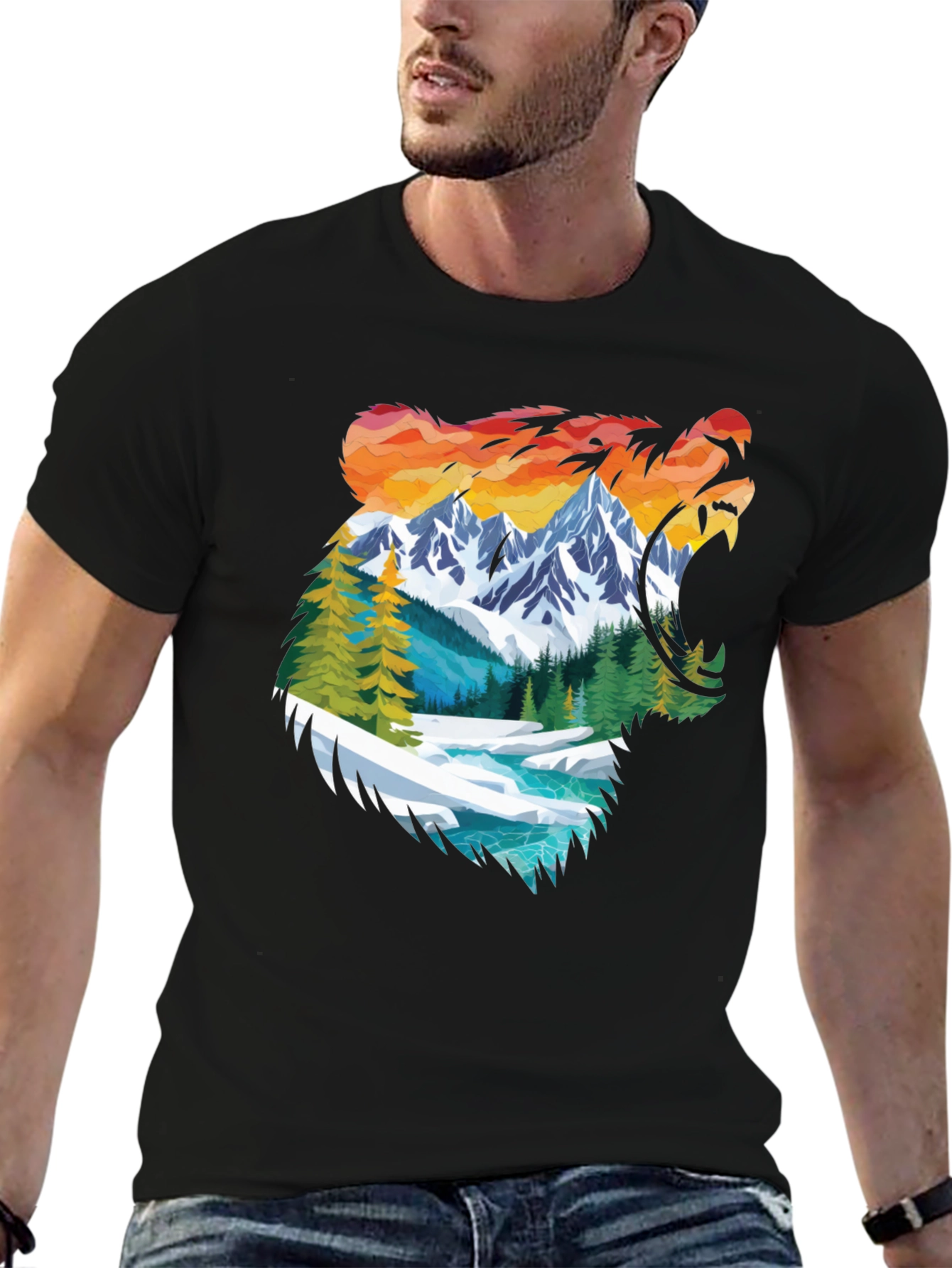 Nature Bear Graphic Tee - Mens Black Shirt