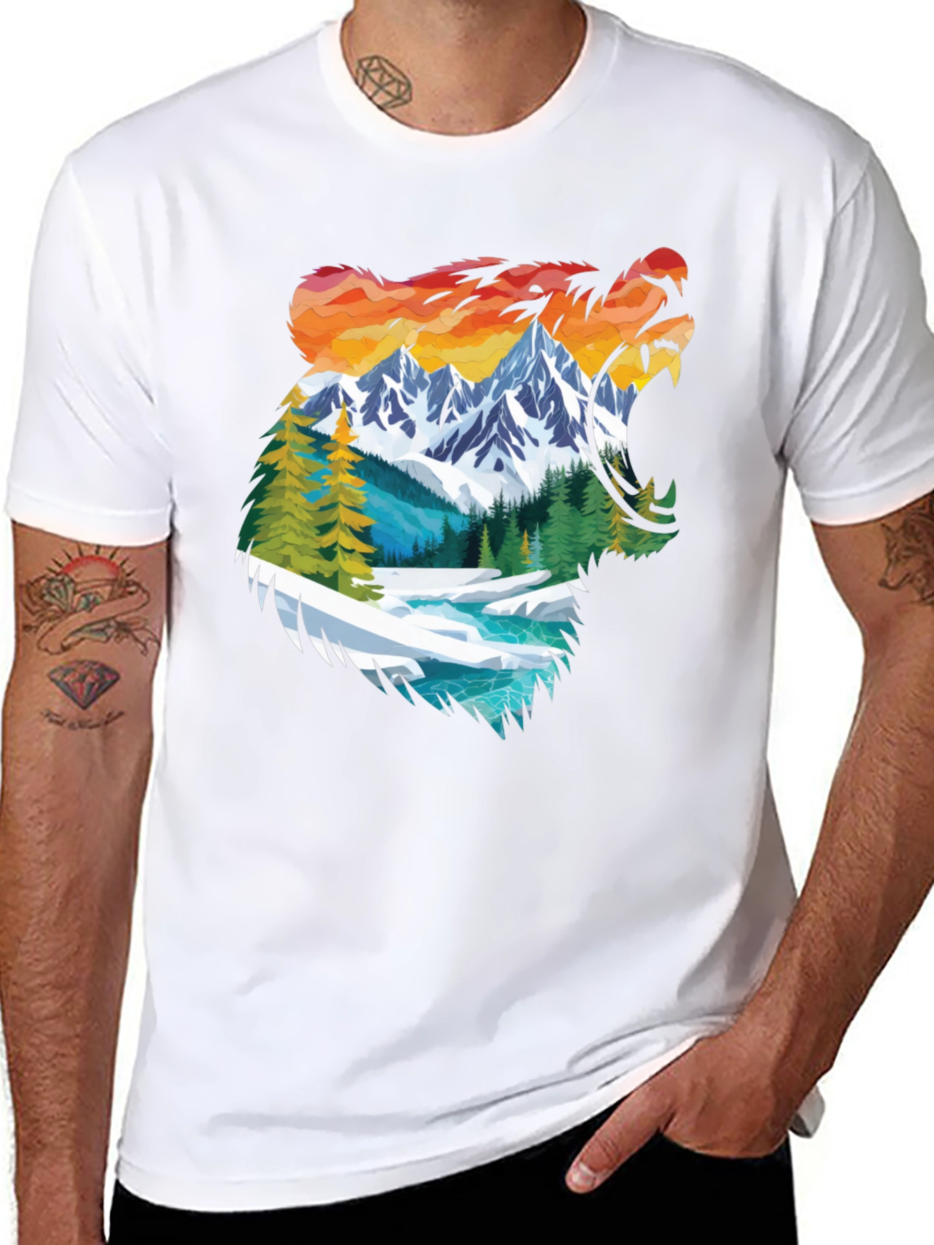 Nature Bear Graphic Tee - Mens Black Shirt