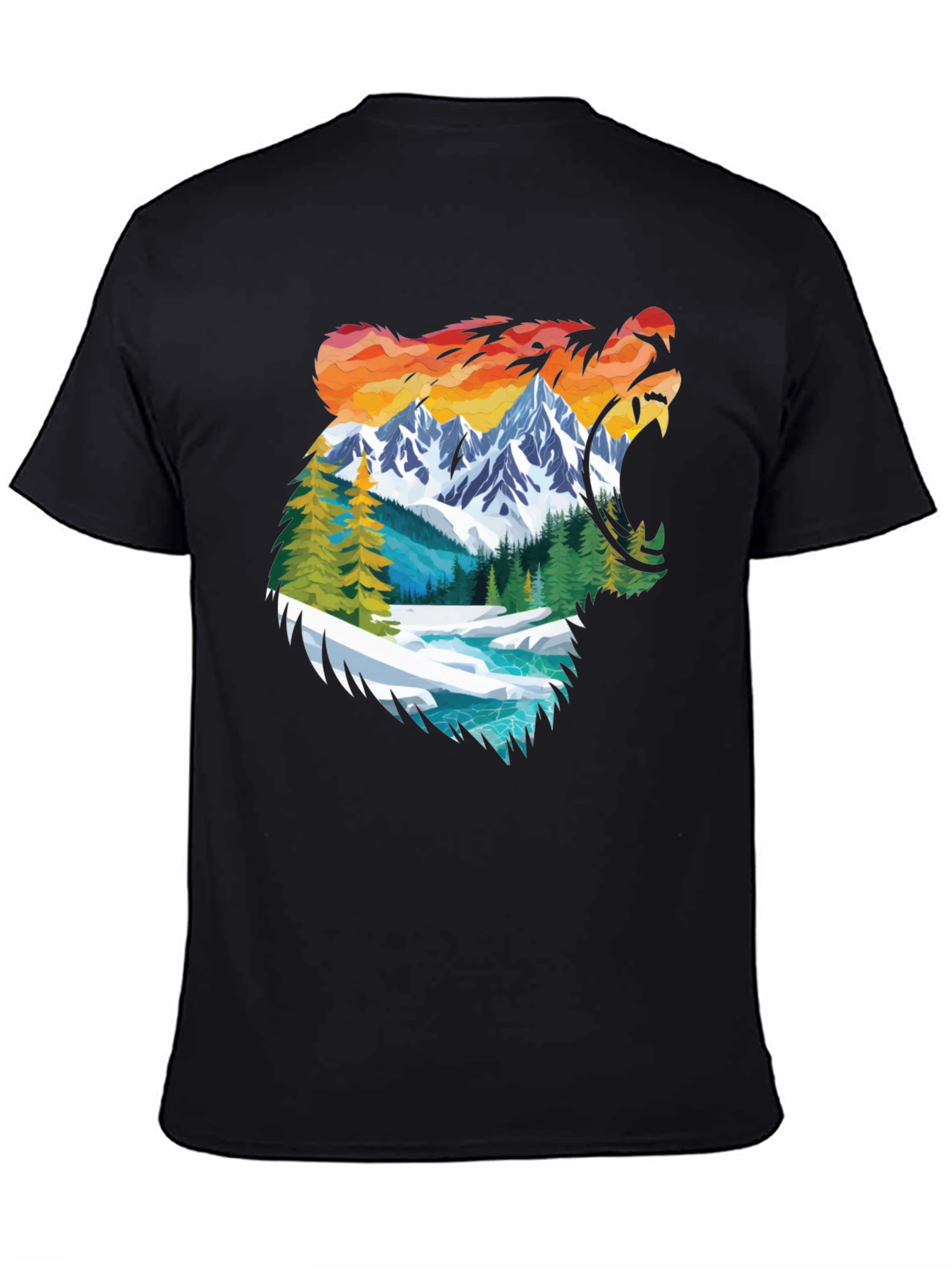 Nature Bear Graphic Tee - Mens Black Shirt