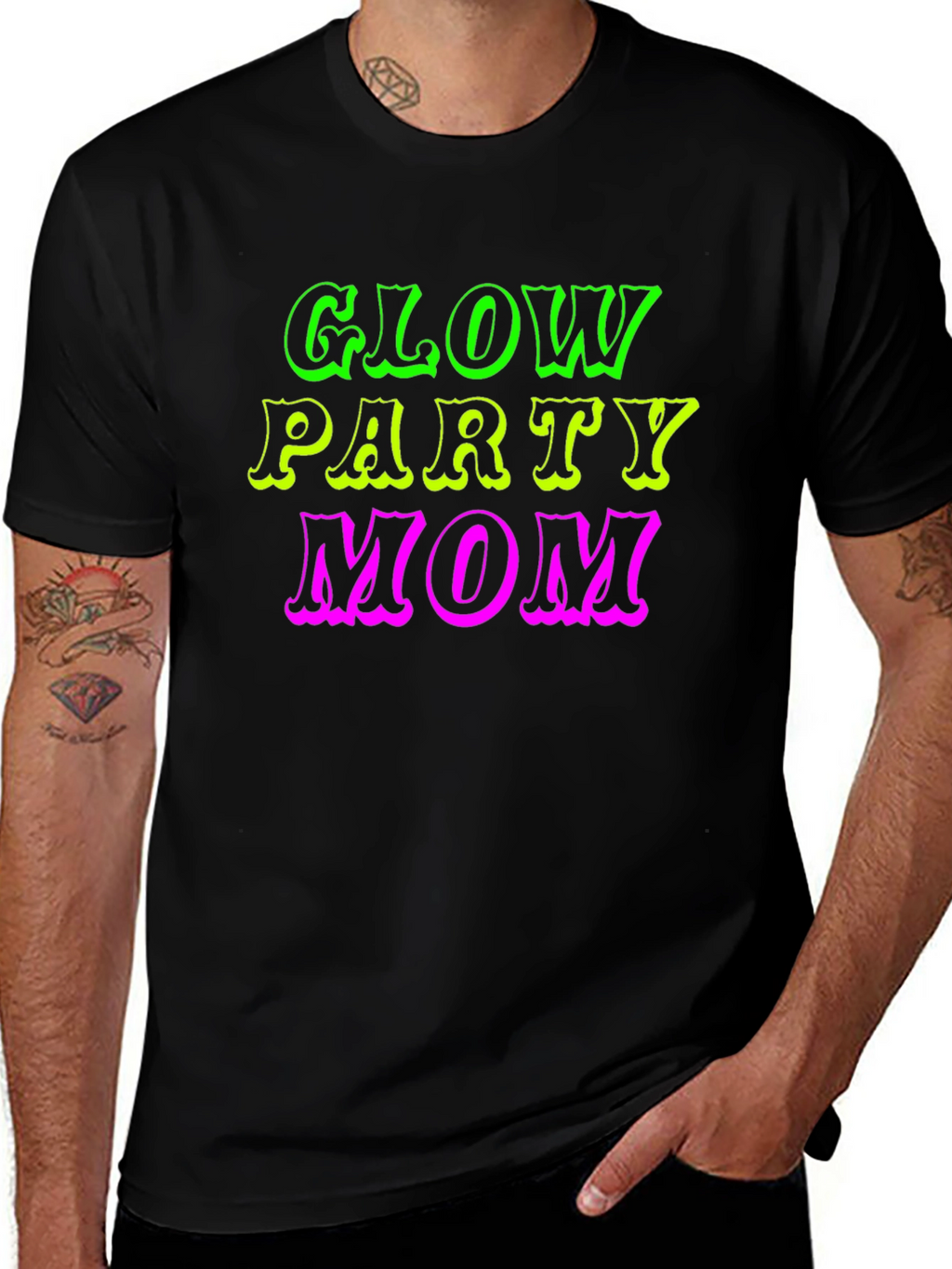 Glow Party Mom Black T-Shirt
