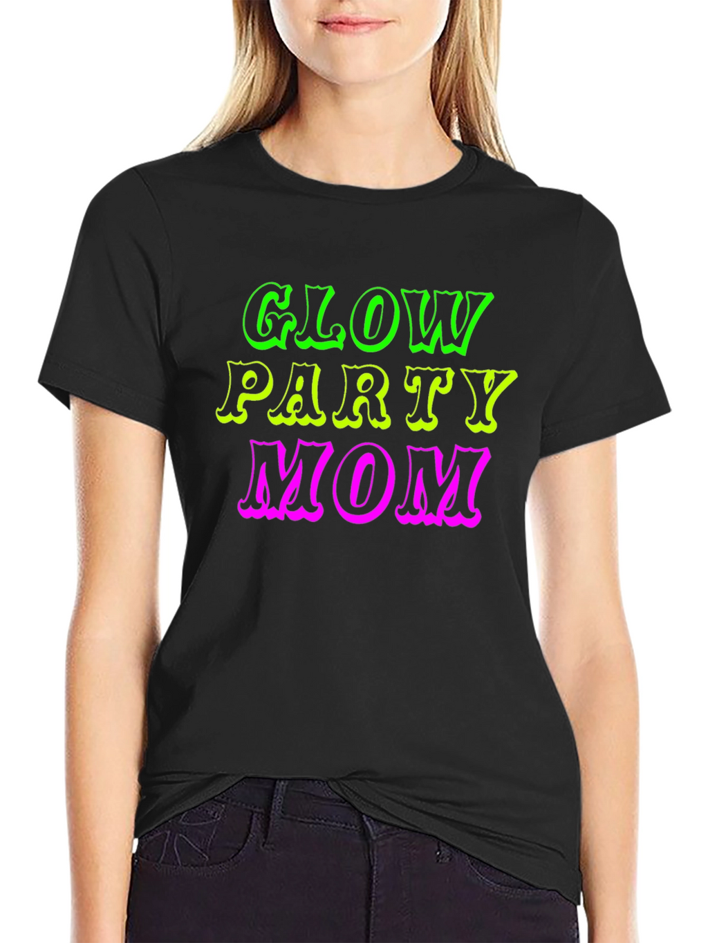 Glow Party Mom Black T-Shirt