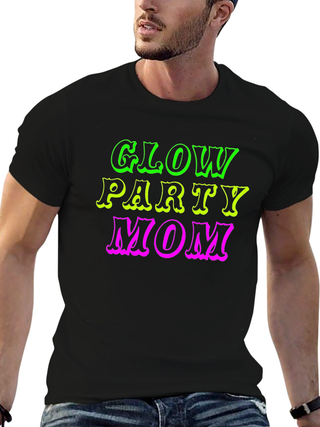 Glow Party Mom Black T-Shirt