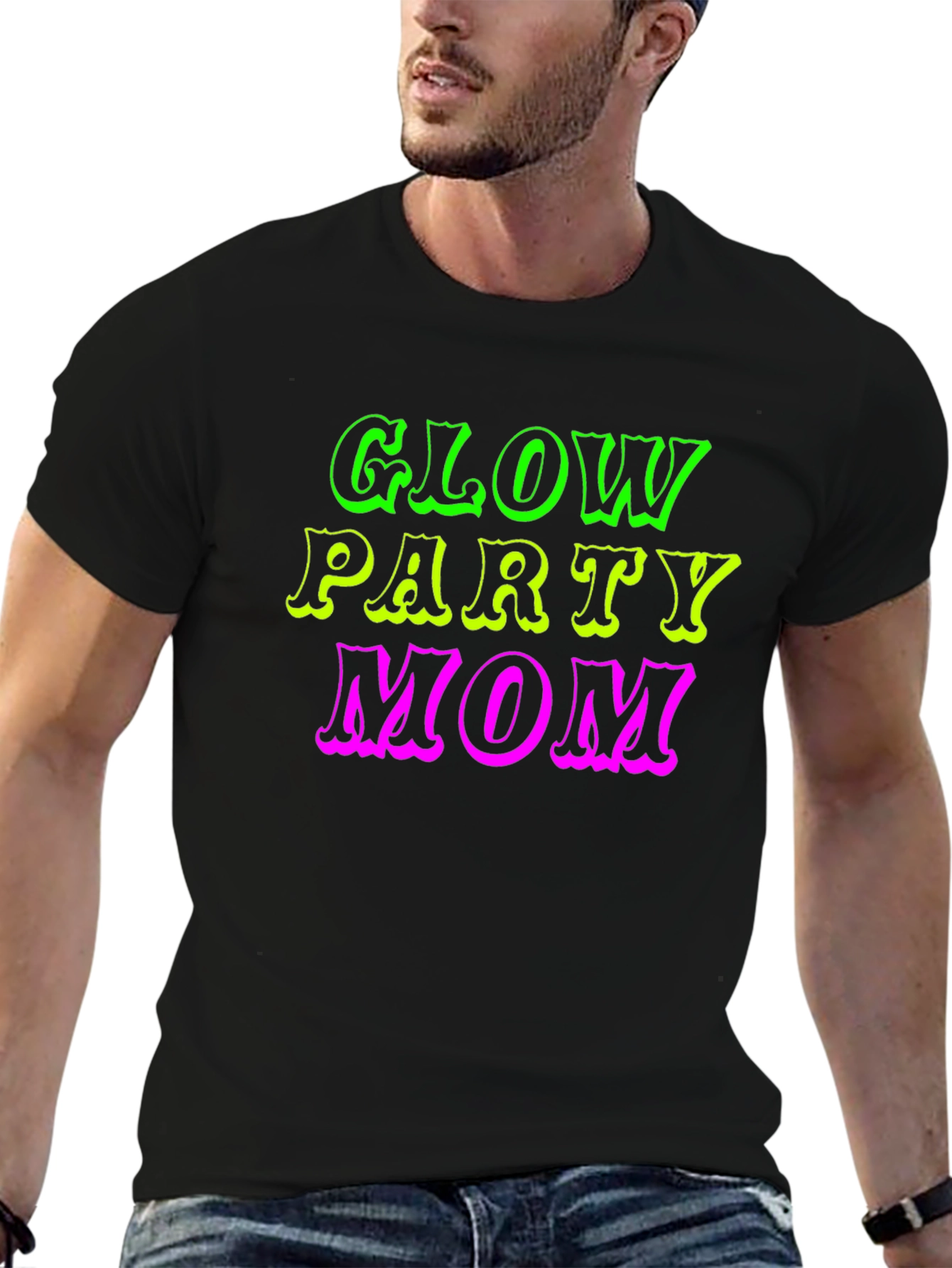 Glow Party Mom Black T-Shirt
