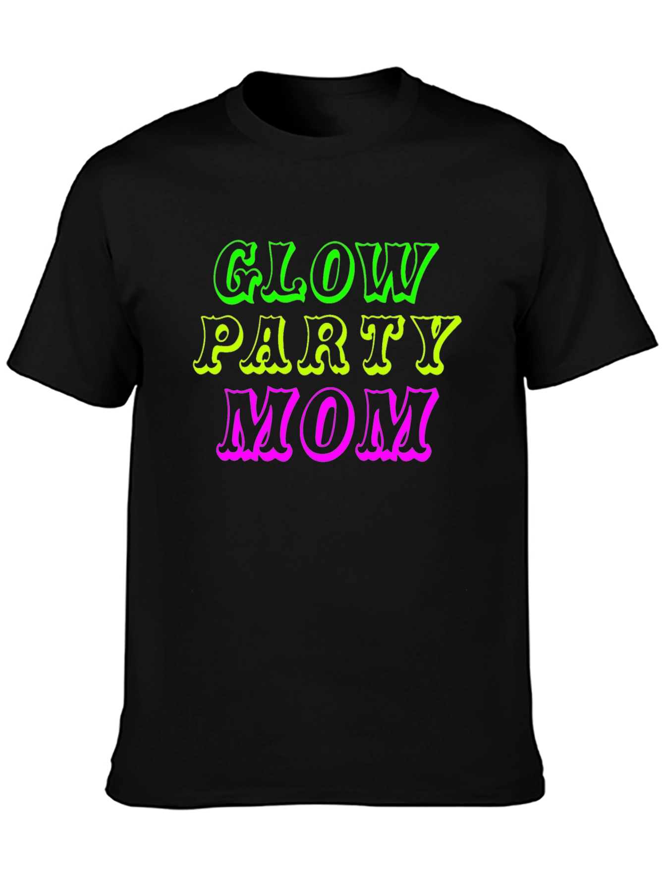 Glow Party Mom Black T-Shirt
