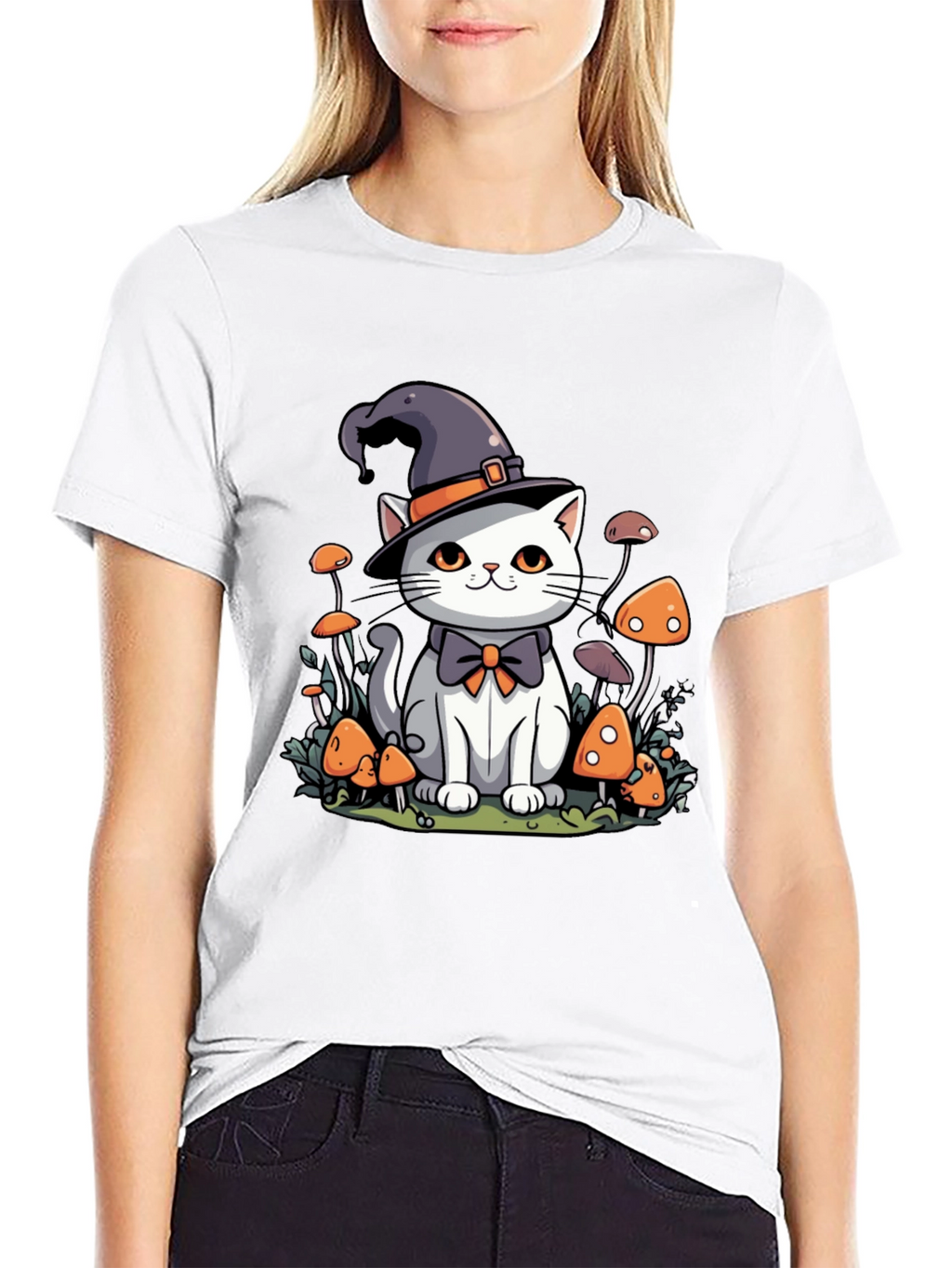 Whimsical Witch Cat T-Shirt