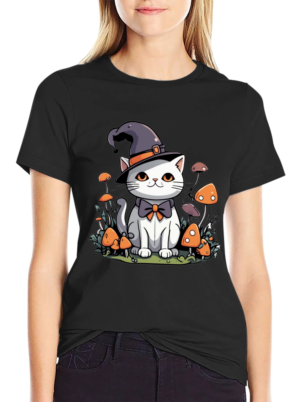 Whimsical Witch Cat T-Shirt