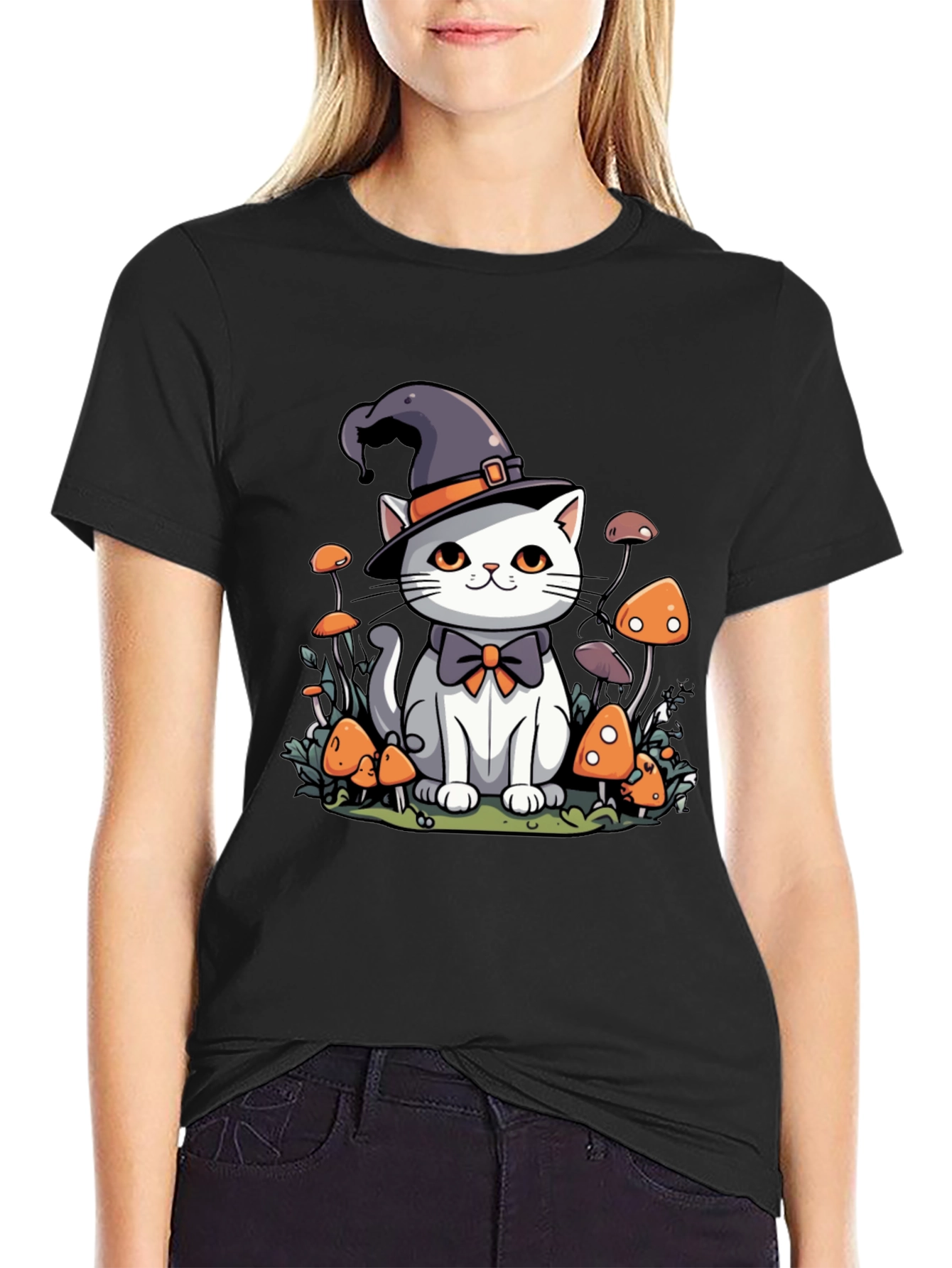 Whimsical Witch Cat T-Shirt