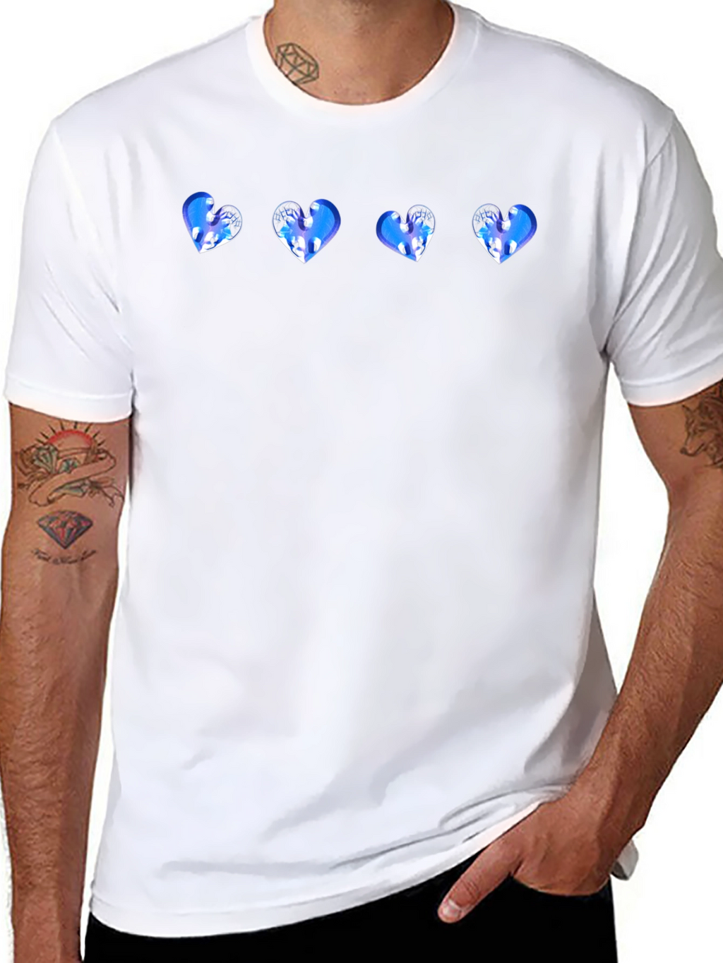 Black T-Shirt with Heart Pattern