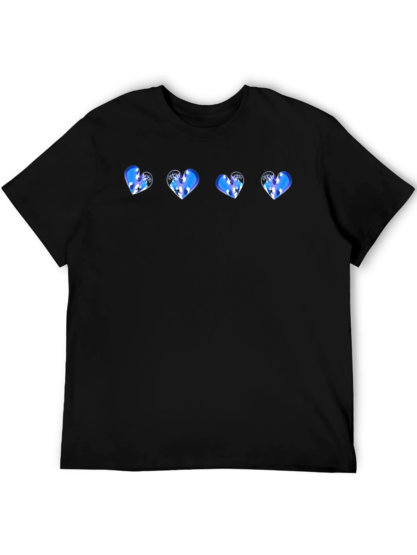 Black T-Shirt with Heart Pattern