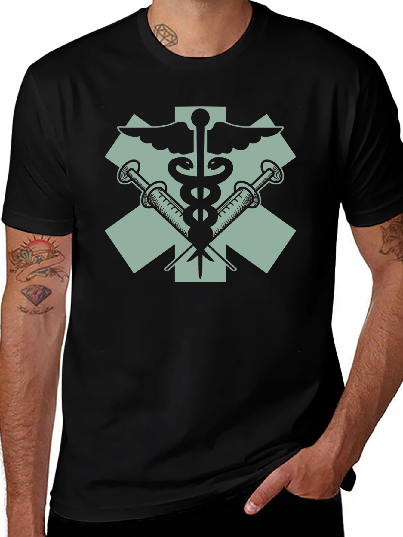 Medical Emblem Graphic T-Shirt - Black