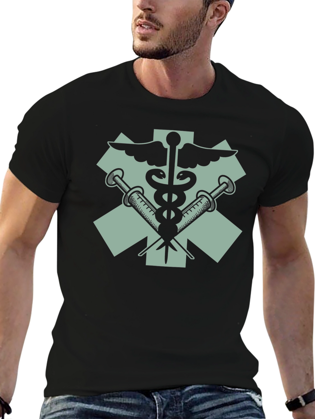 Medical Emblem Graphic T-Shirt - Black