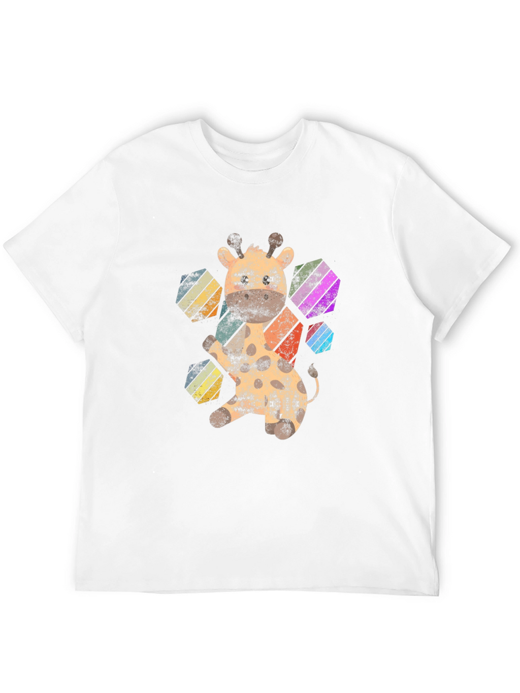 Giraffe Hexagon Graphic Tee - Unisex Black T-Shirt