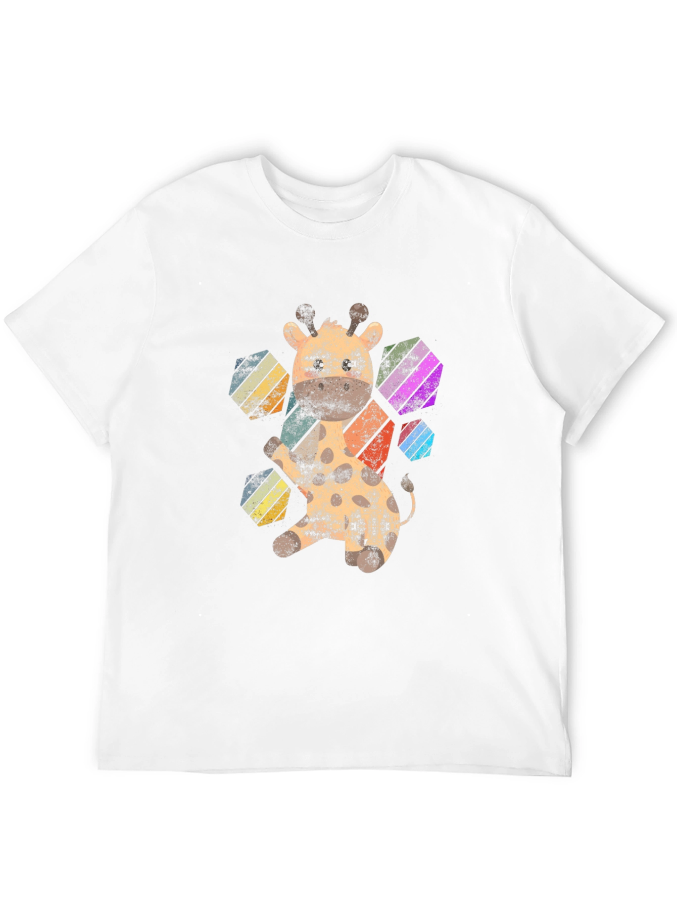 Giraffe Hexagon Graphic Tee - Unisex Black T-Shirt