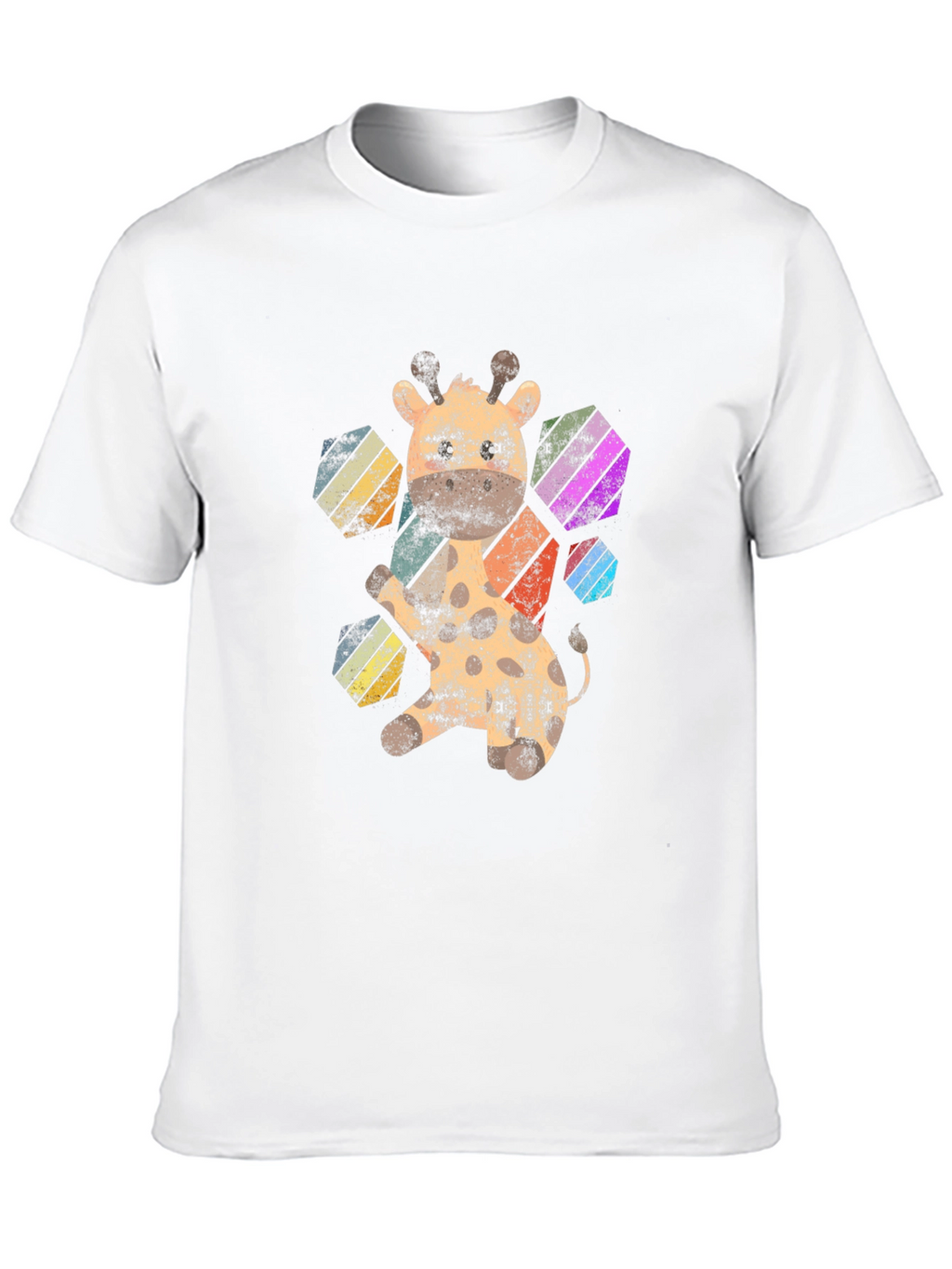 Giraffe Hexagon Graphic Tee - Unisex Black T-Shirt