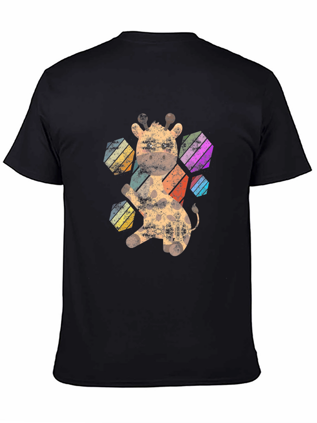 Giraffe Hexagon Graphic Tee - Unisex Black T-Shirt