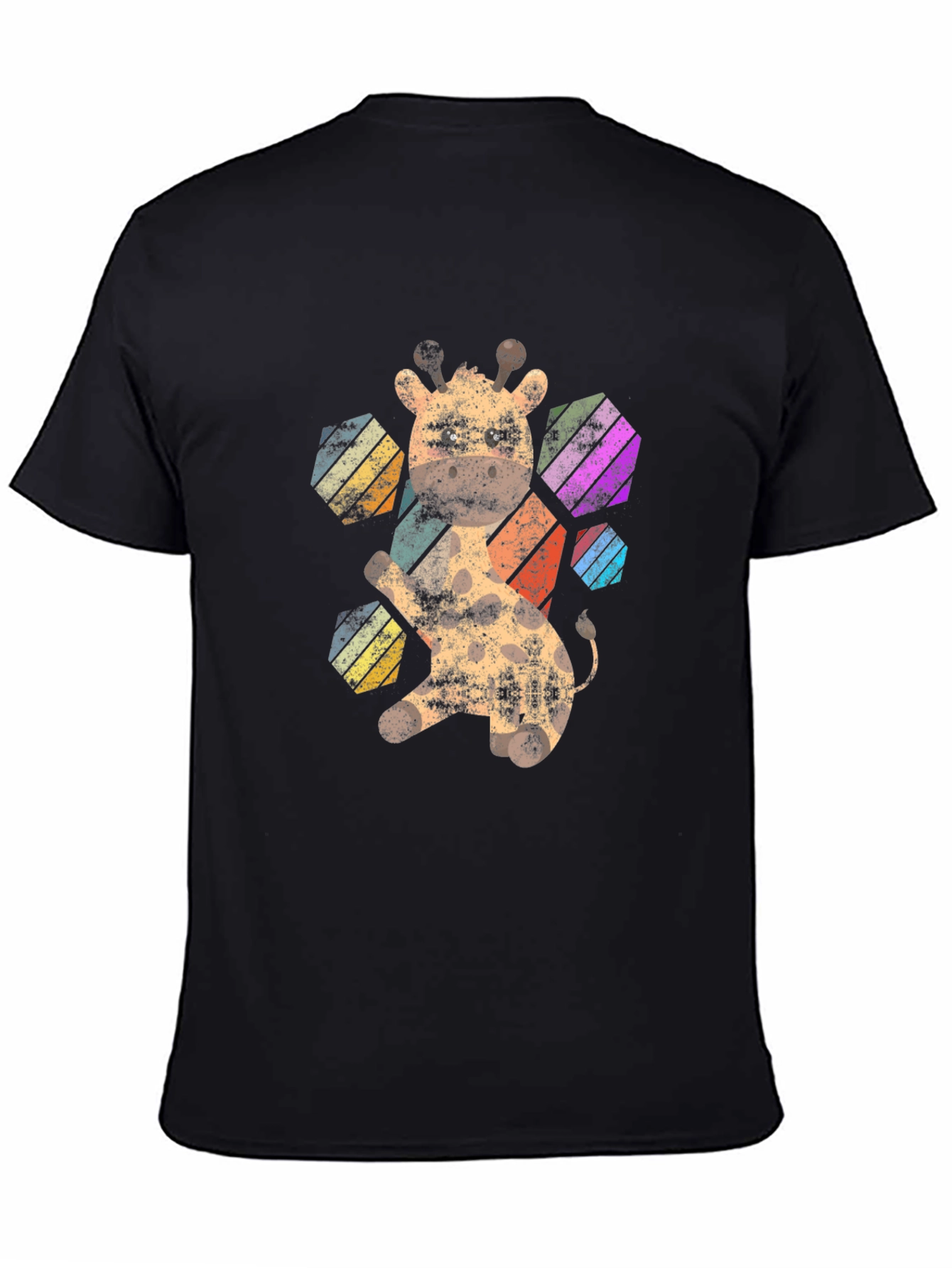 Giraffe Hexagon Graphic Tee - Unisex Black T-Shirt