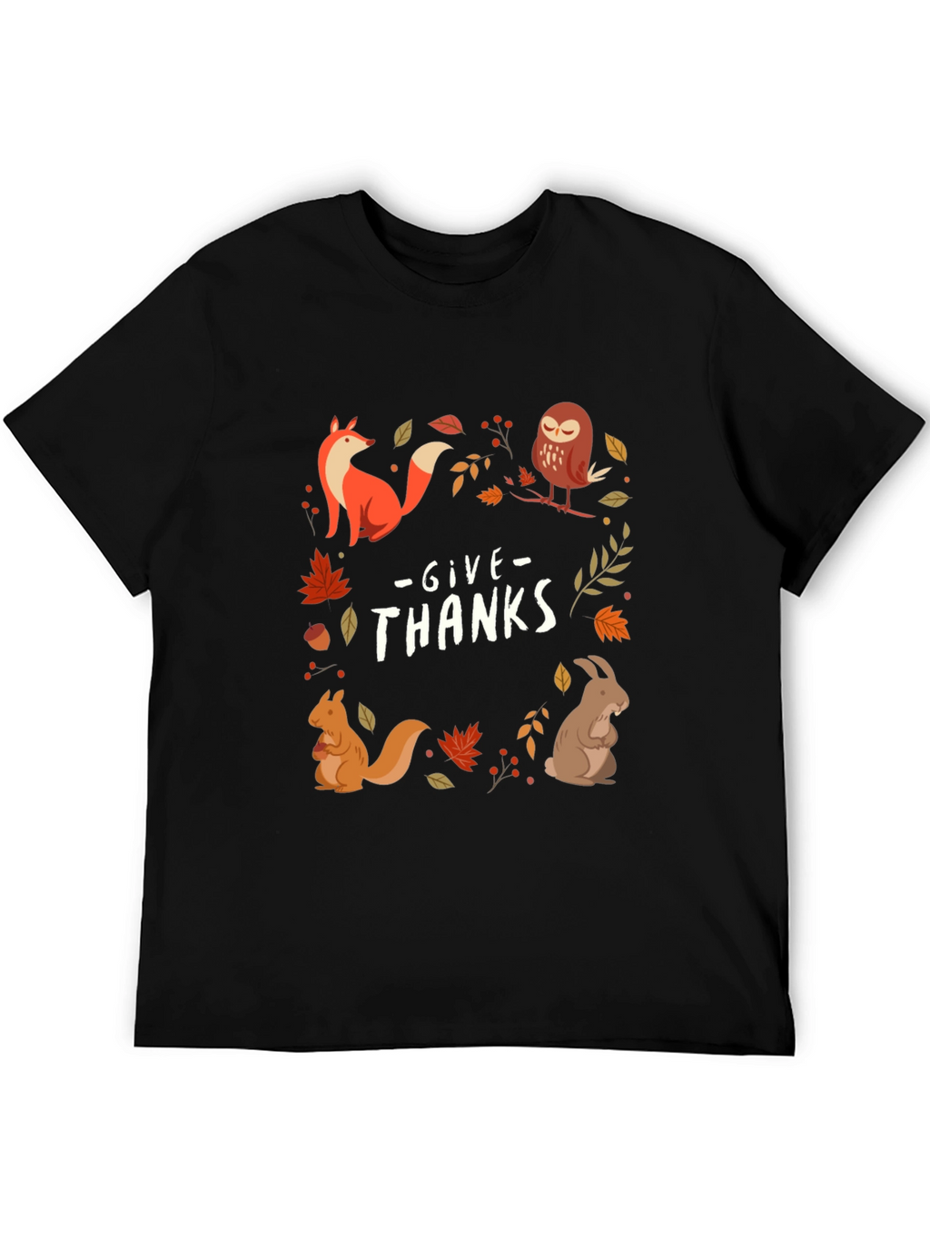 Give Thanks Fall Animals T-Shirt