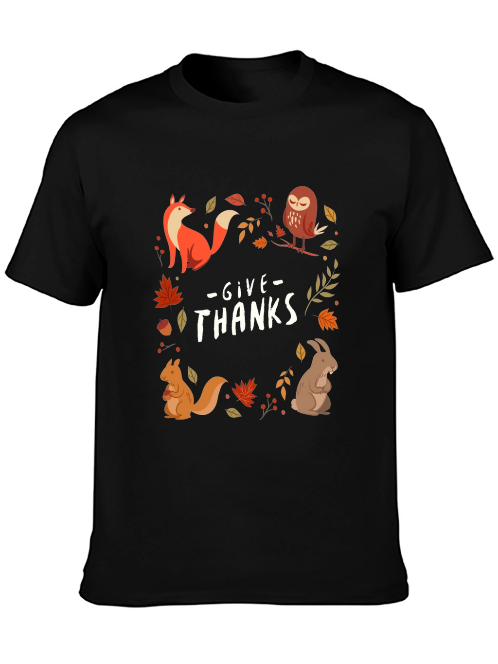 Give Thanks Fall Animals T-Shirt