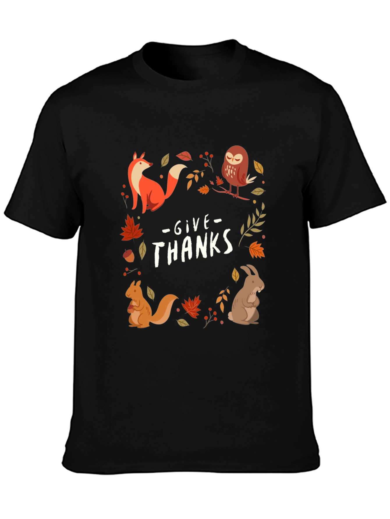Give Thanks Fall Animals T-Shirt