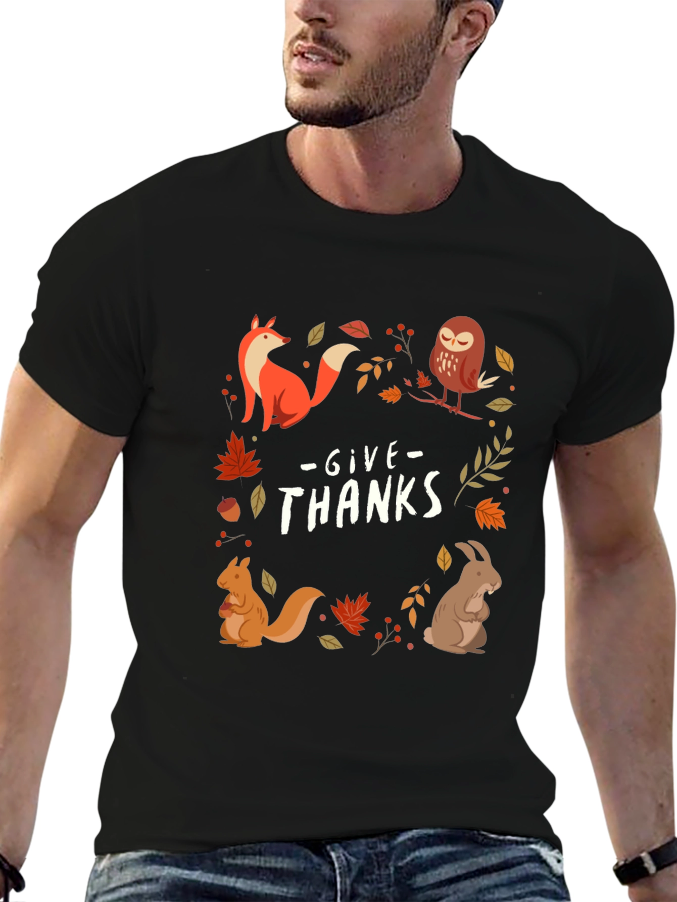 Give Thanks Fall Animals T-Shirt
