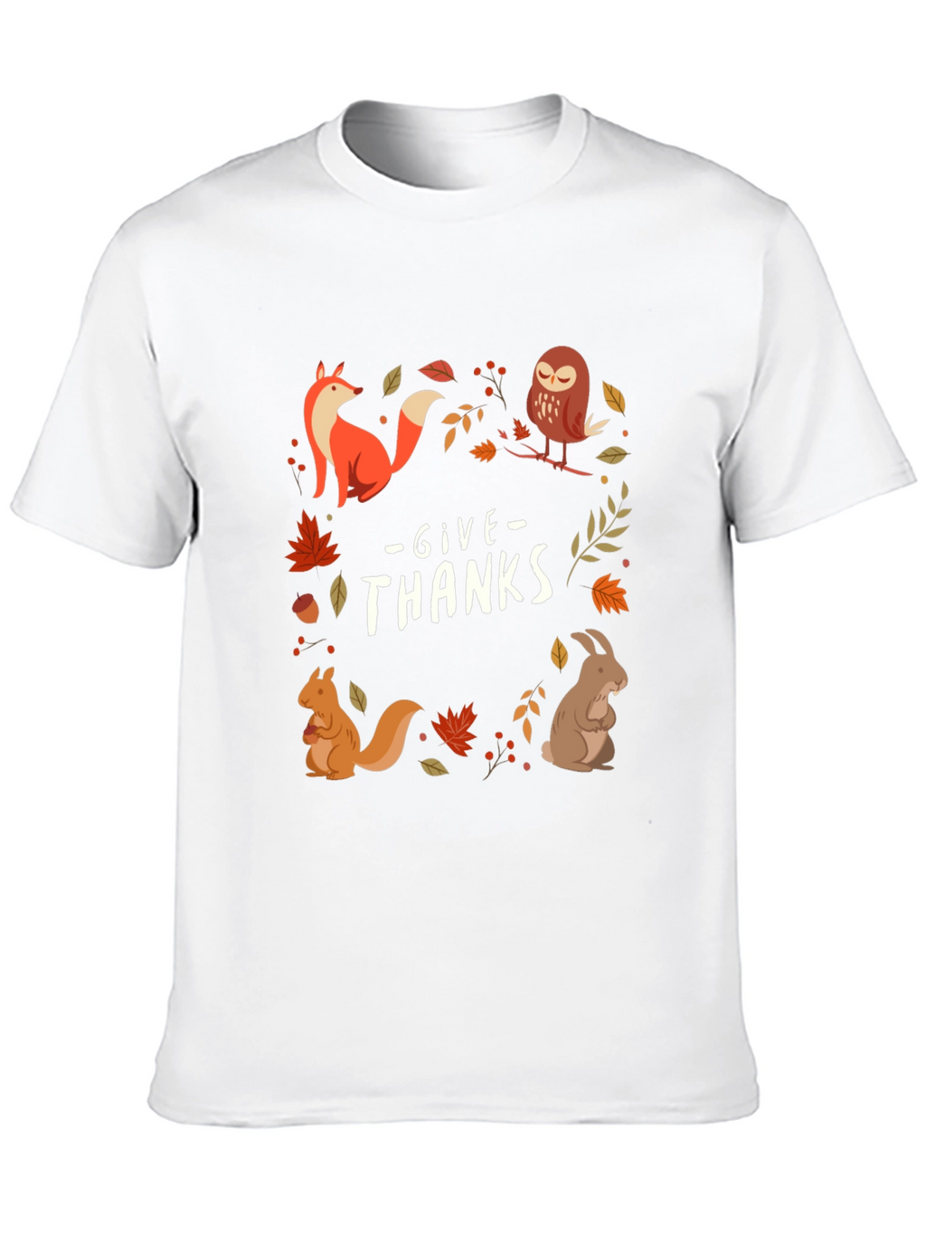 Give Thanks Fall Animals T-Shirt
