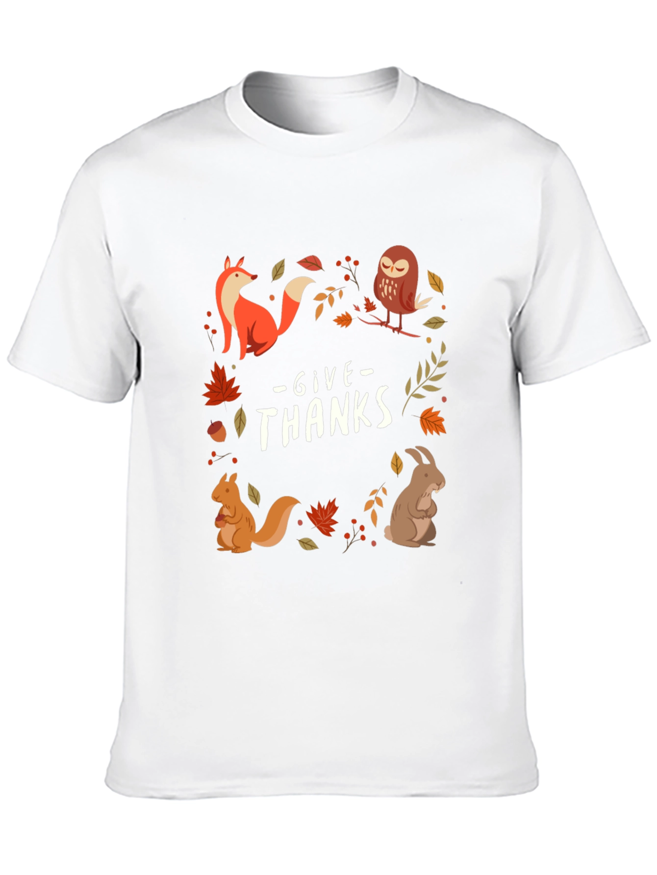Give Thanks Fall Animals T-Shirt
