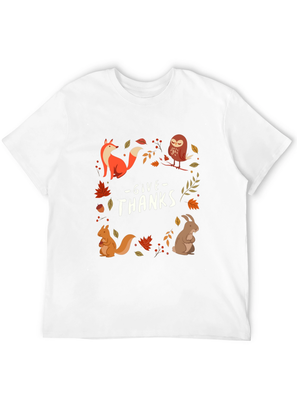 Give Thanks Fall Animals T-Shirt