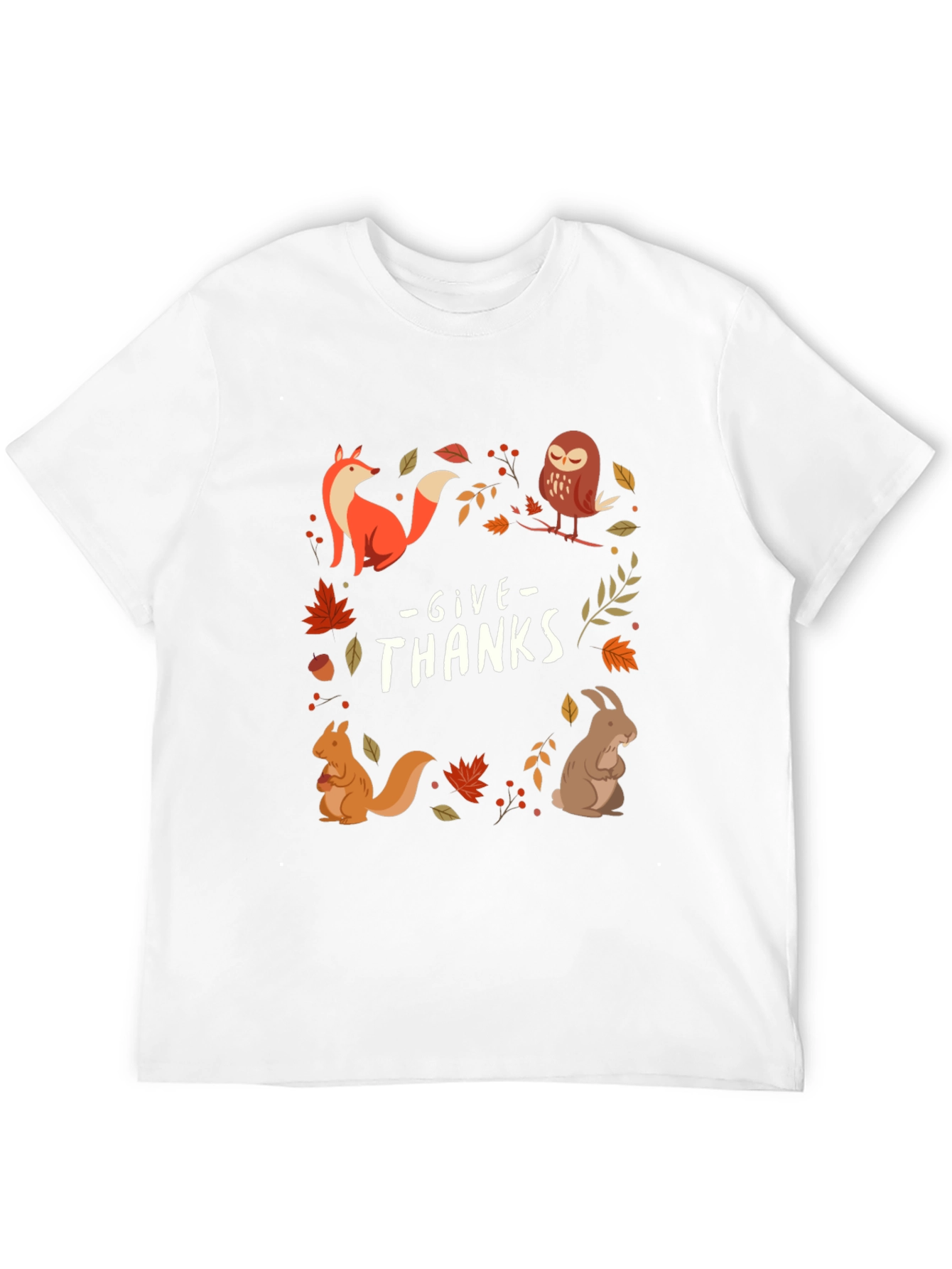 Give Thanks Fall Animals T-Shirt
