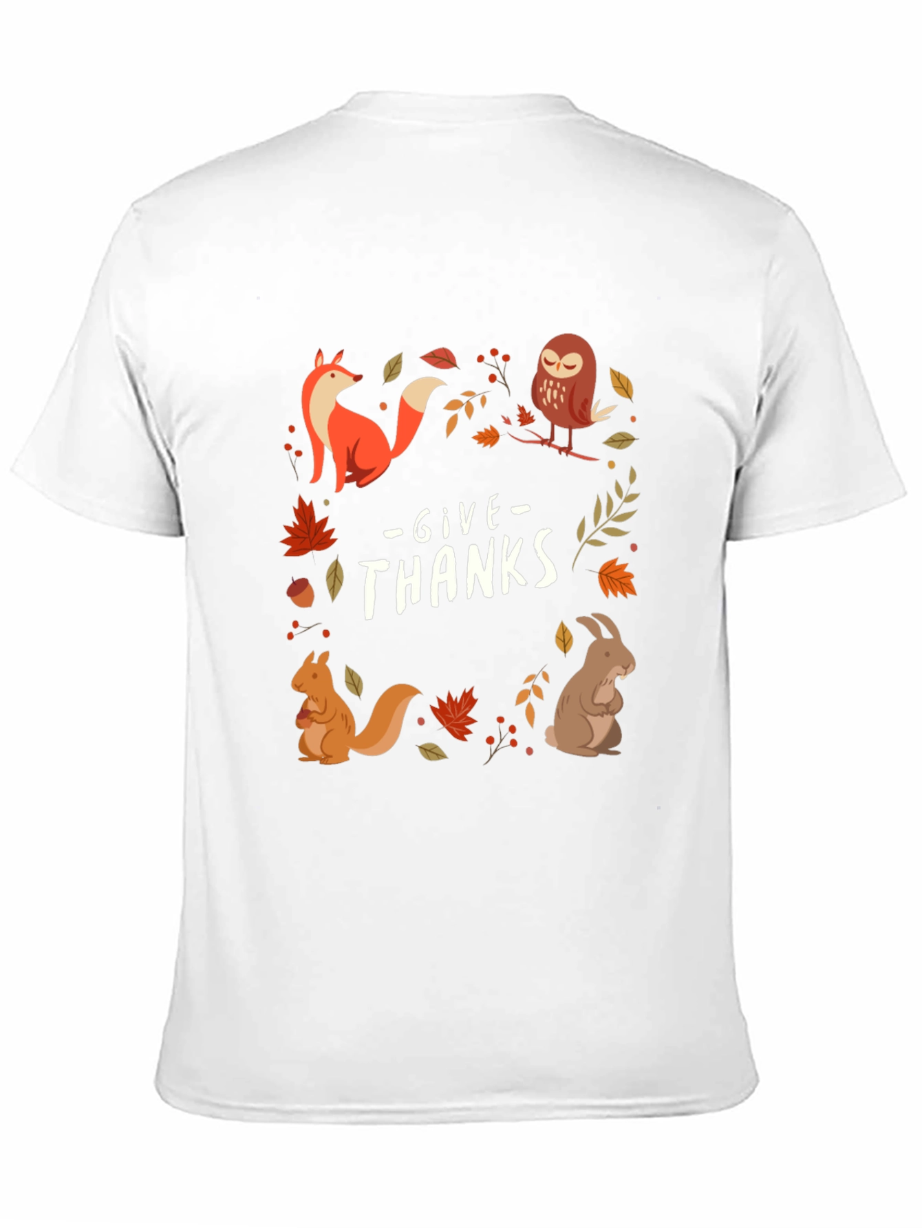 Give Thanks Fall Animals T-Shirt