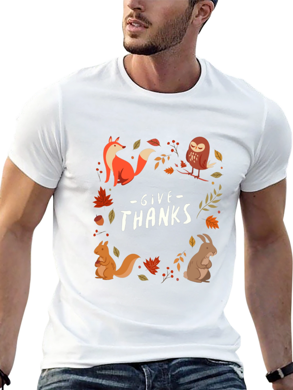 Give Thanks Fall Animals T-Shirt
