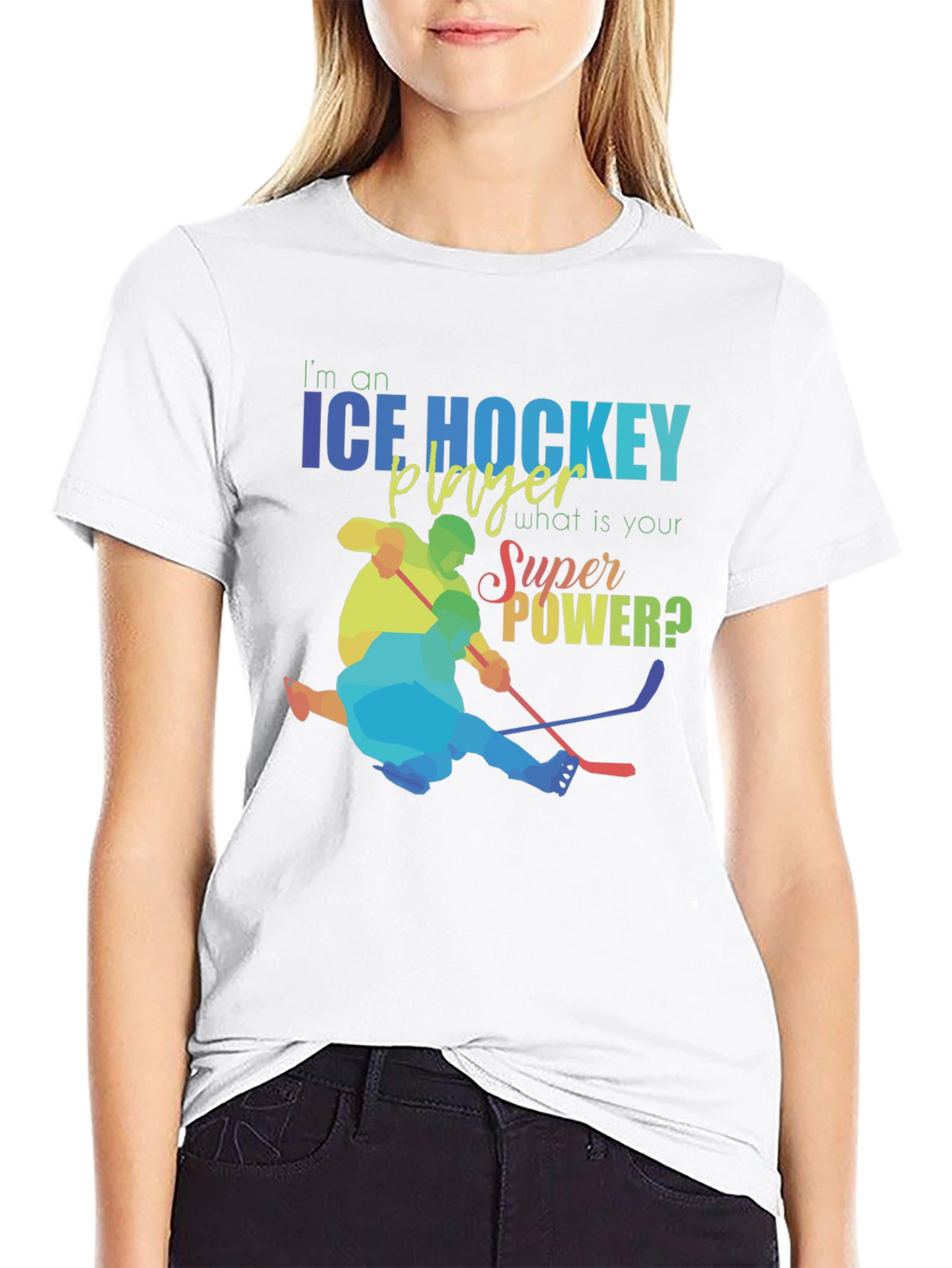 Ice Hockey Player Super Power Graphic T-Shirt