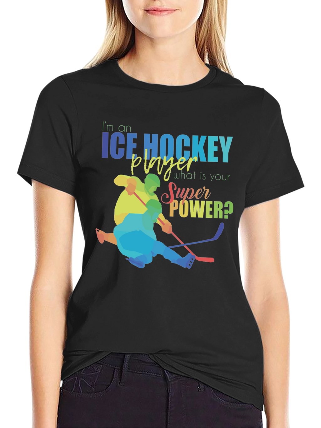 Ice Hockey Player Super Power Graphic T-Shirt
