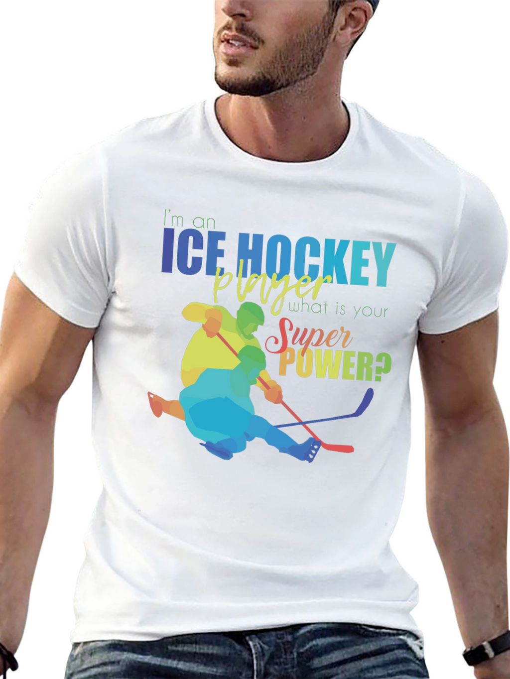 Ice Hockey Player Super Power Graphic T-Shirt