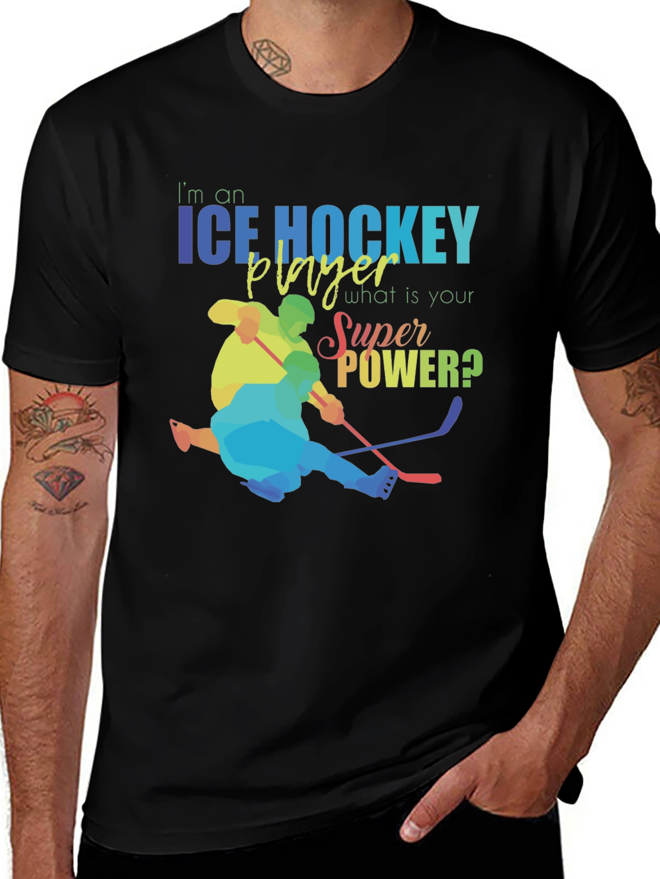 Ice Hockey Player Super Power Graphic T-Shirt