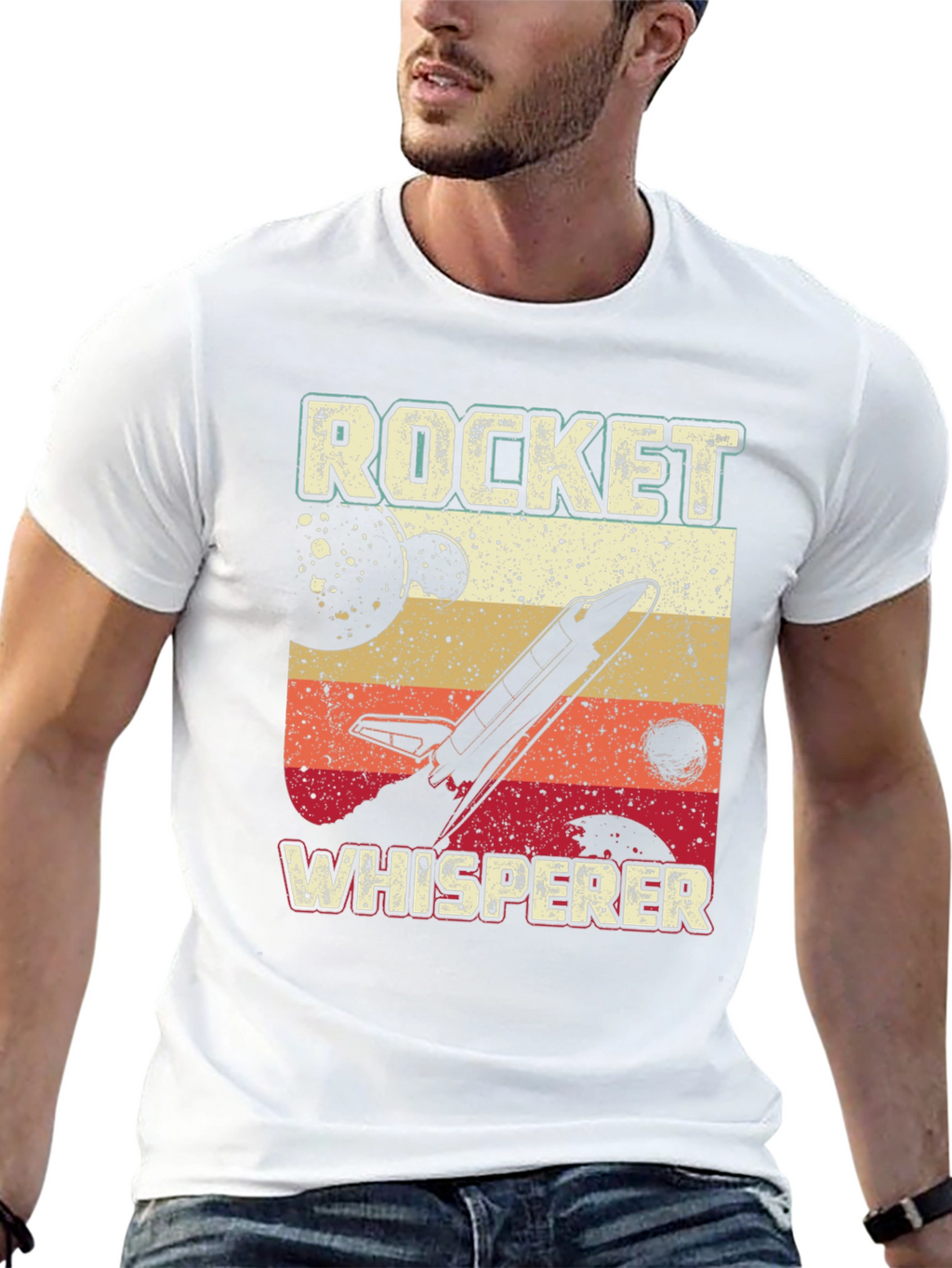 Rocket Whisperer Graphic Tee - Retro Space Design