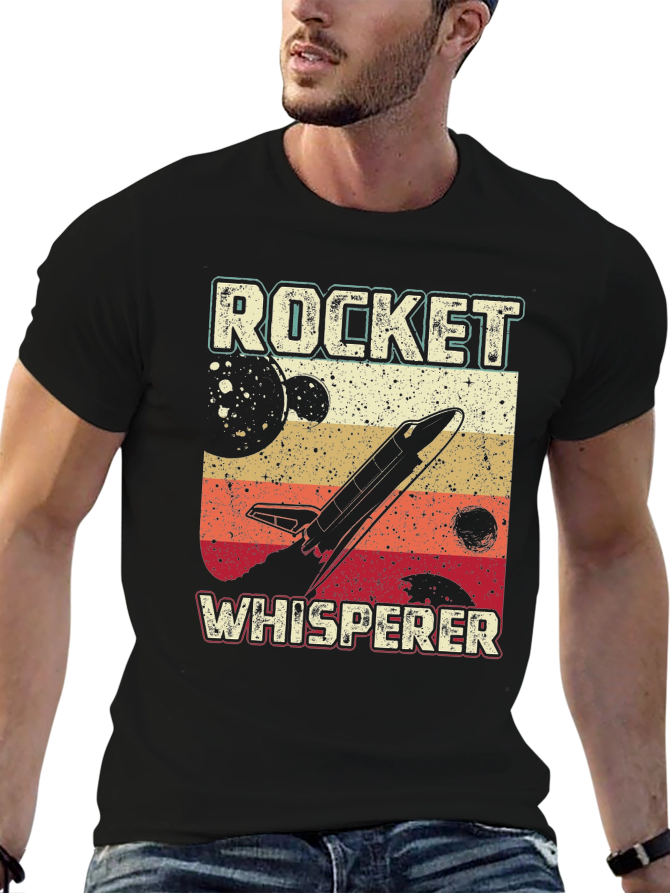 Rocket Whisperer Graphic Tee - Retro Space Design