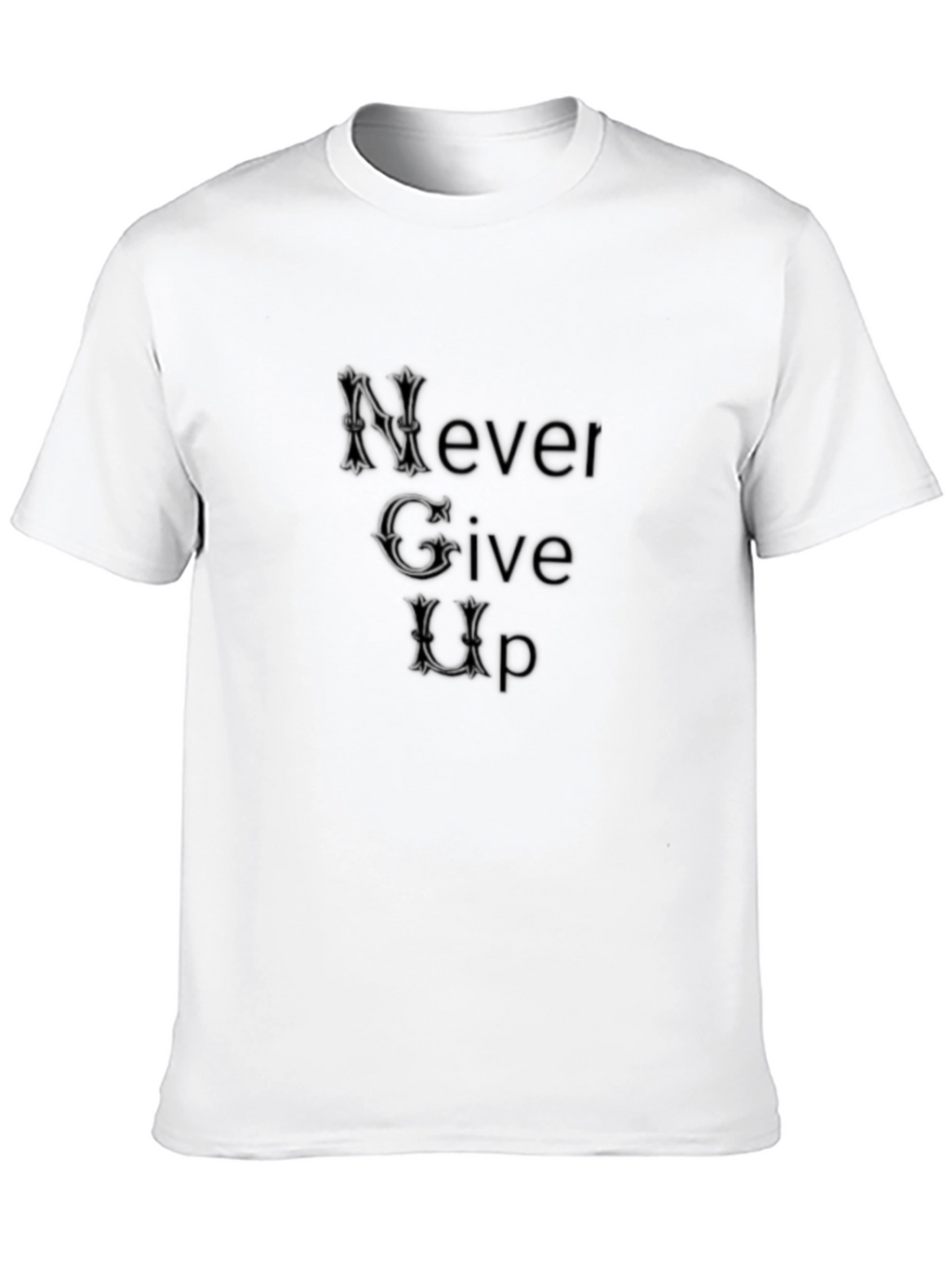 Never Give Up Stylish Black Tee
