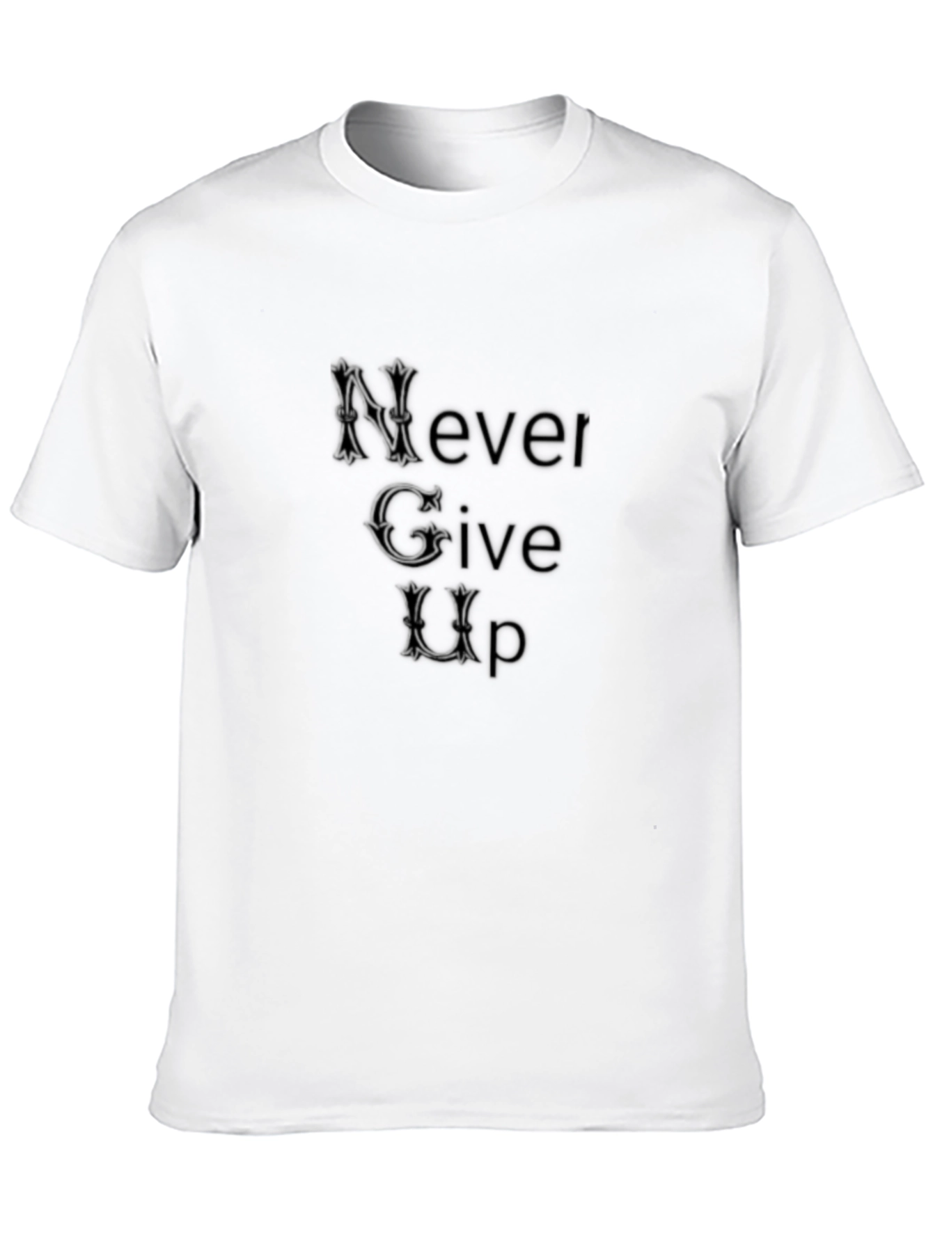 Never Give Up Stylish Black Tee