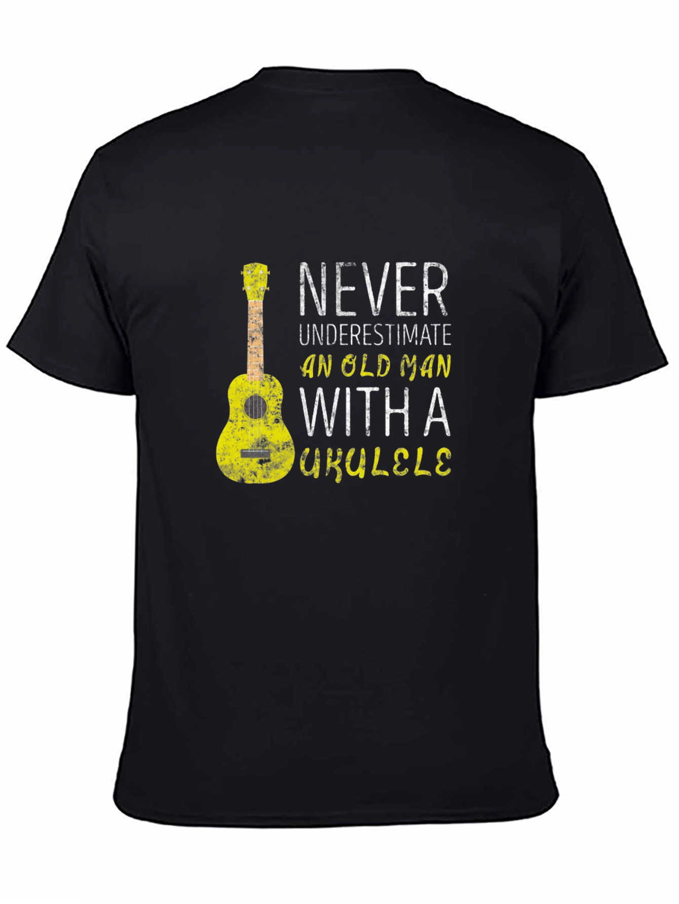 Never Underestimate Old Man Ukulele T-Shirt
