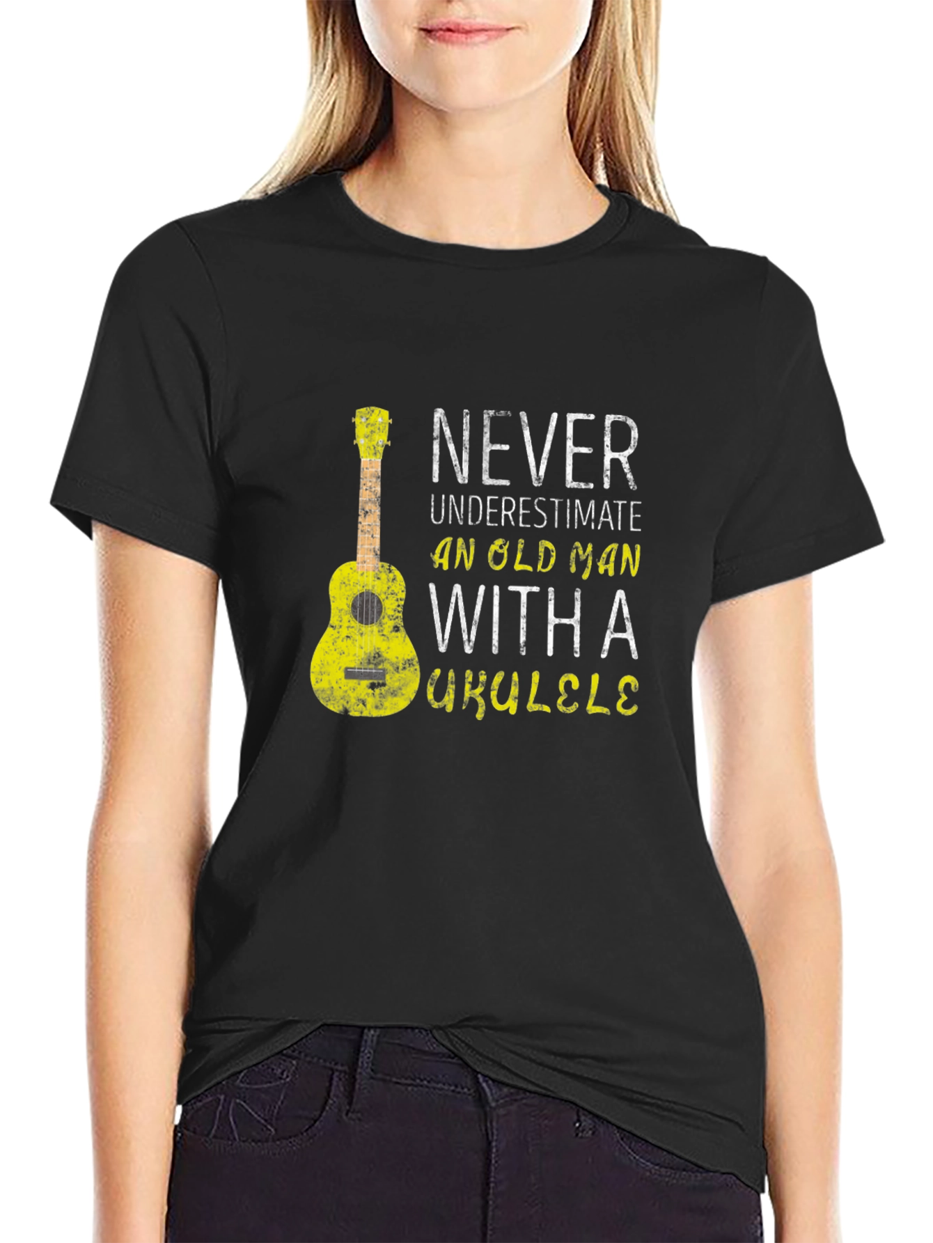 Never Underestimate Old Man Ukulele T-Shirt