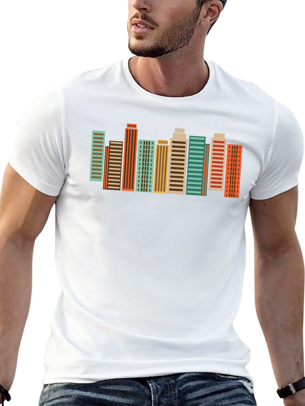Retro Cityscape Graphic Tee - Urban Style