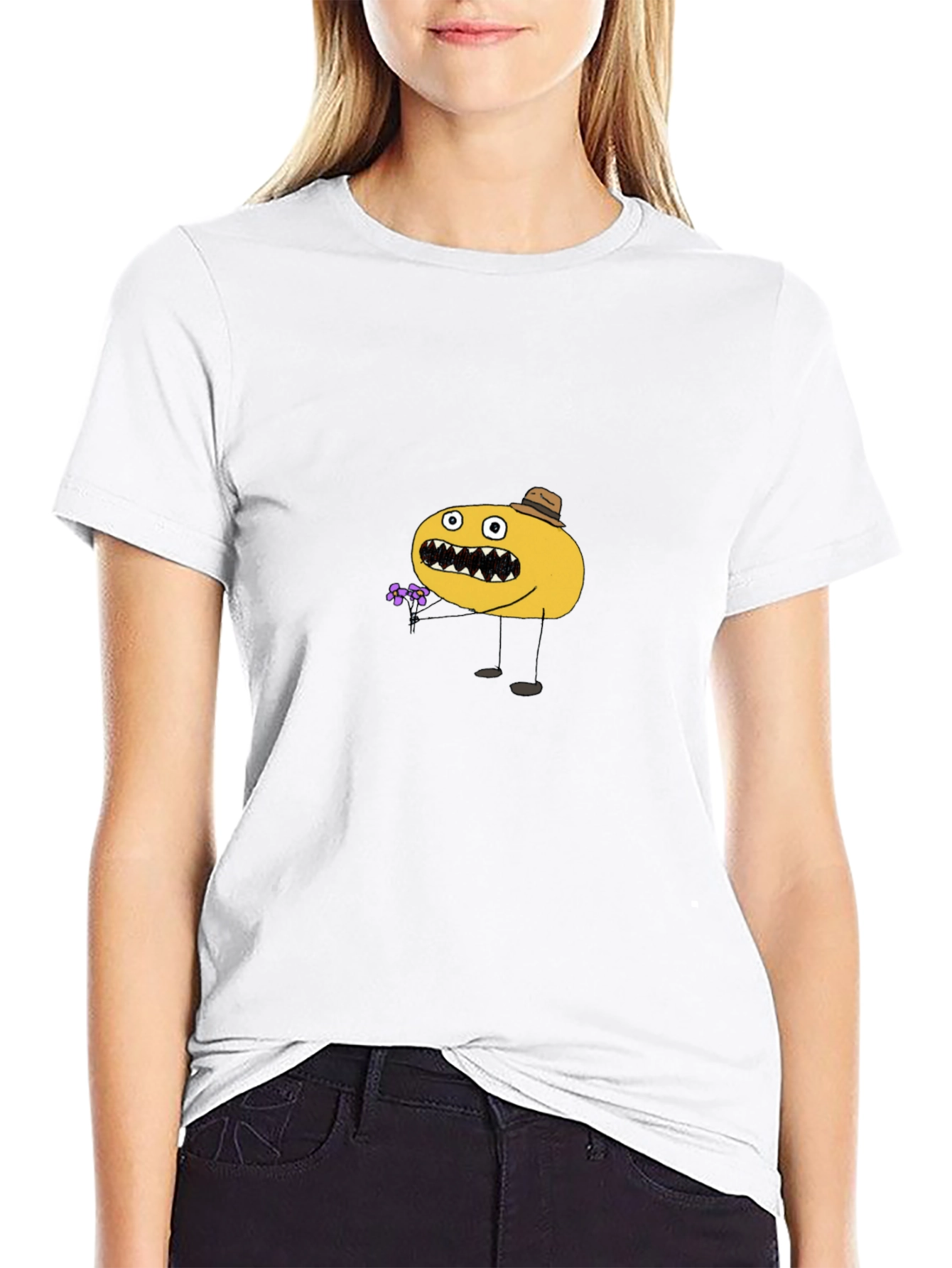 Funny Cartoon Character Black T-Shirt
