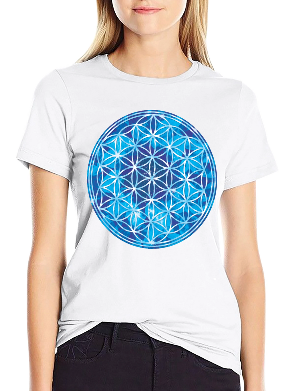 Cosmic Flower of Life Black T-Shirt