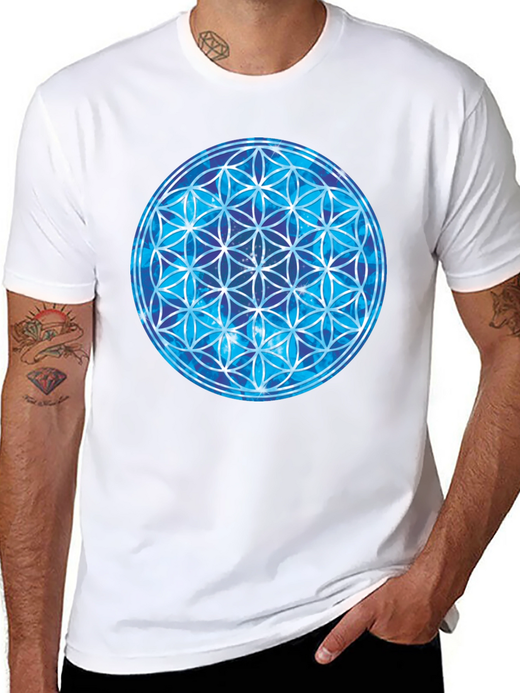 Cosmic Flower of Life Black T-Shirt