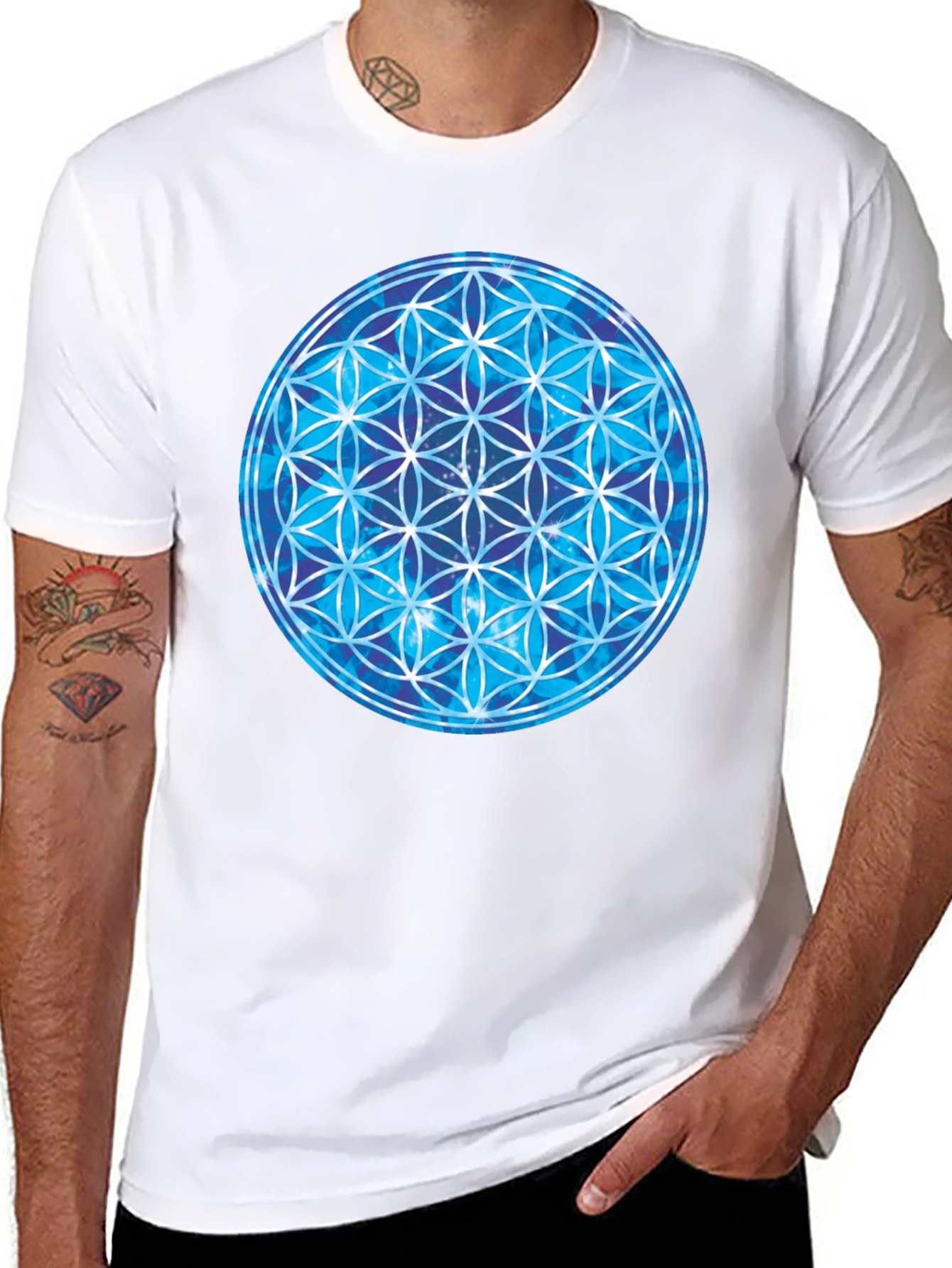 Cosmic Flower of Life Black T-Shirt