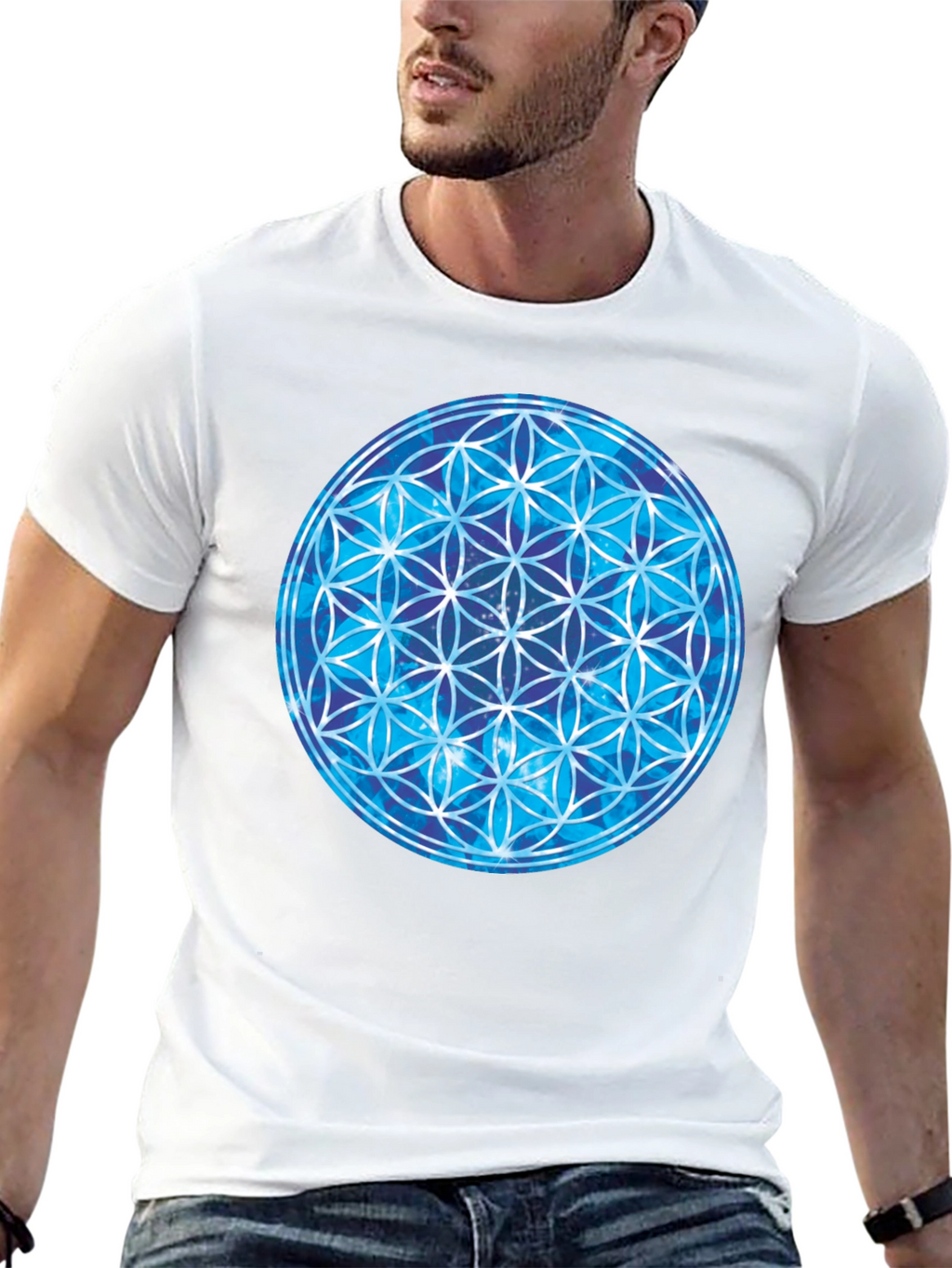 Cosmic Flower of Life Black T-Shirt