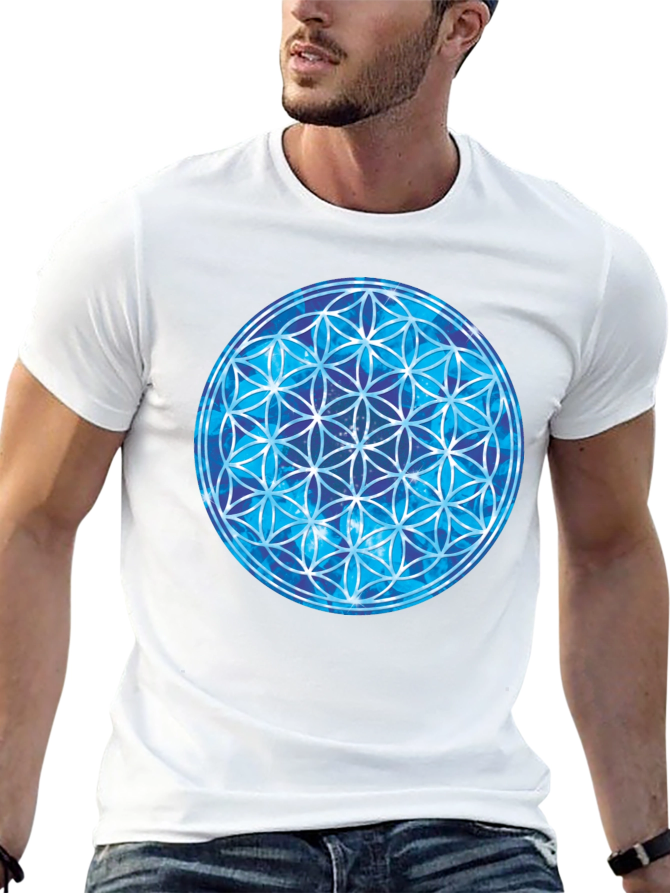 Cosmic Flower of Life Black T-Shirt