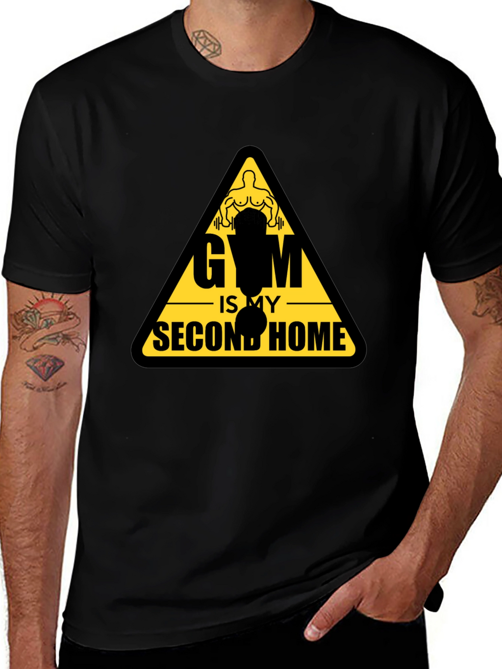 Gym Is My Second Home Black T-Shirt